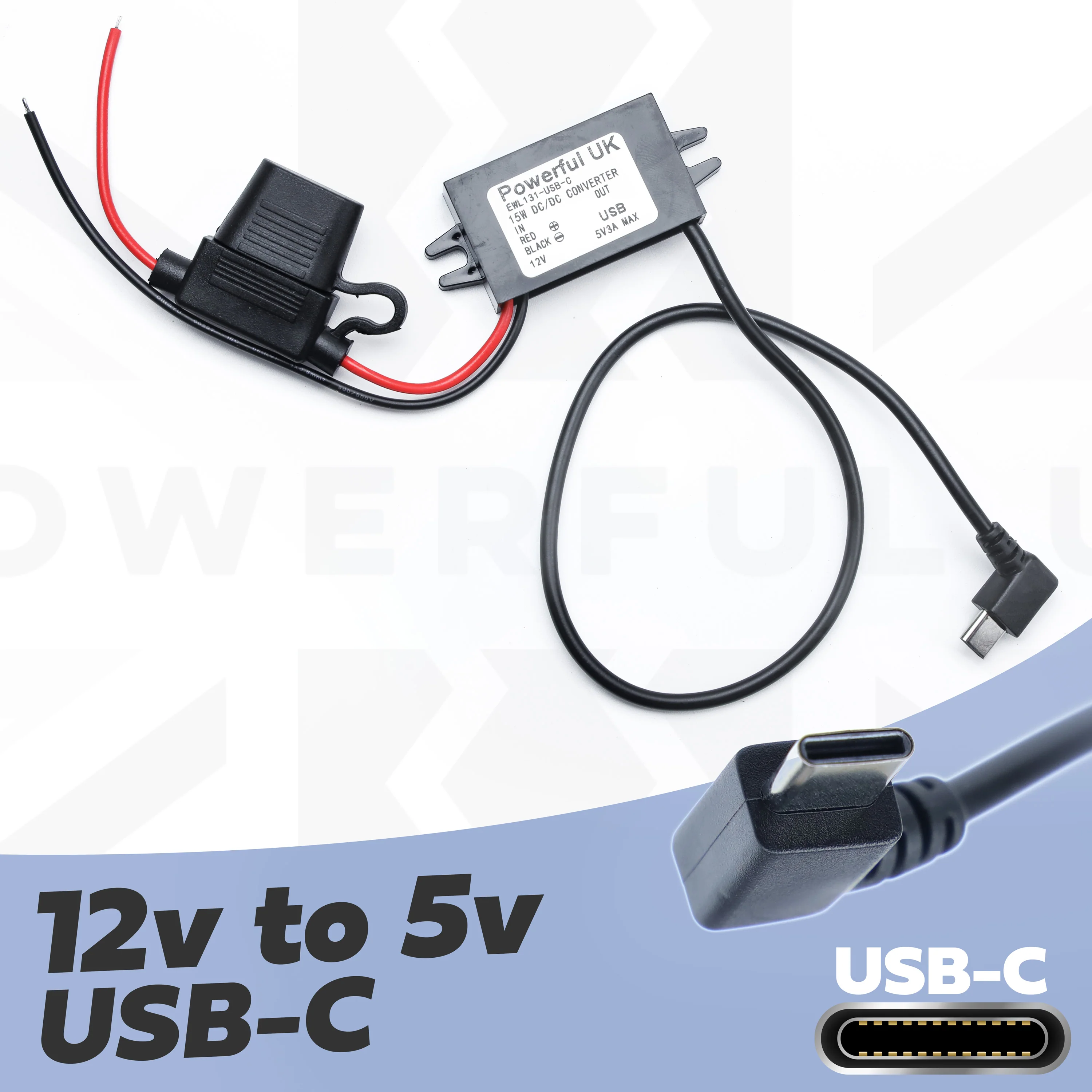 12v to 5v (3A) USB-C Plug Adapter Kit - Image 5