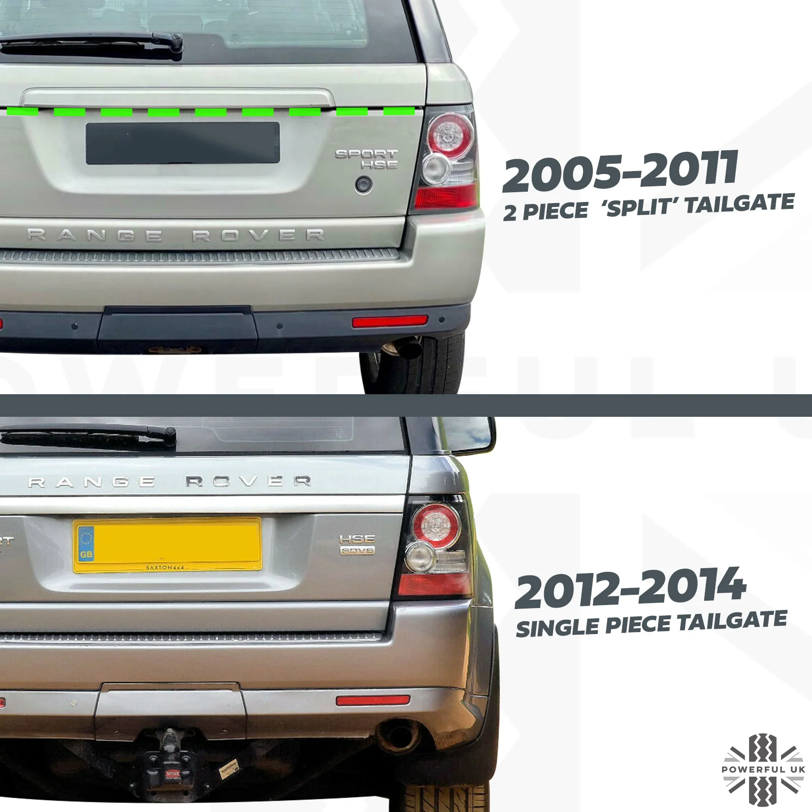 2012 style Tailgate Conversion for Range Rover Sport 05-11 - Primer/Silver Strip - Image 3