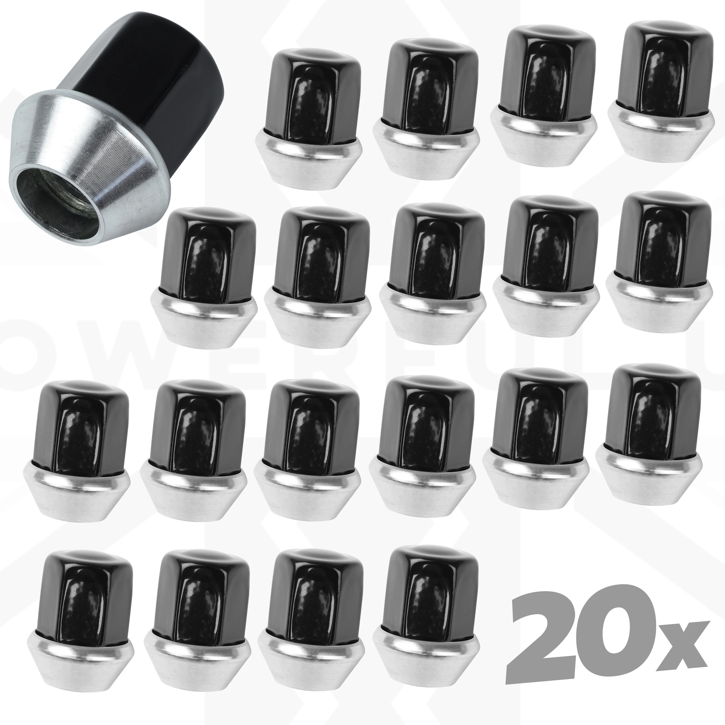 20x Black Alloy Wheel Nuts for Range Rover Velar