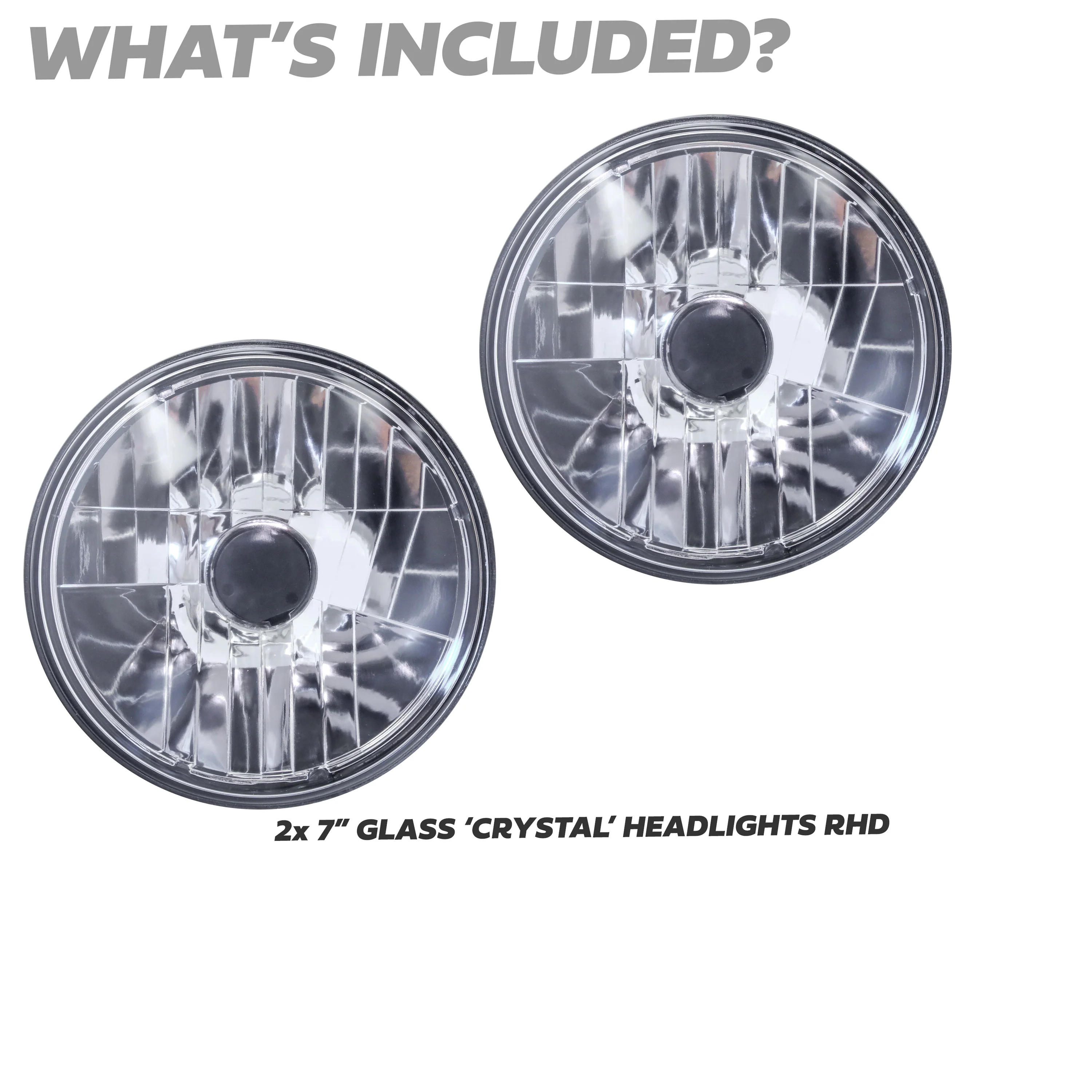 2x 7" Headlights (Glass Lens) - RHD - for Land Rover Classic Defender - Image 6