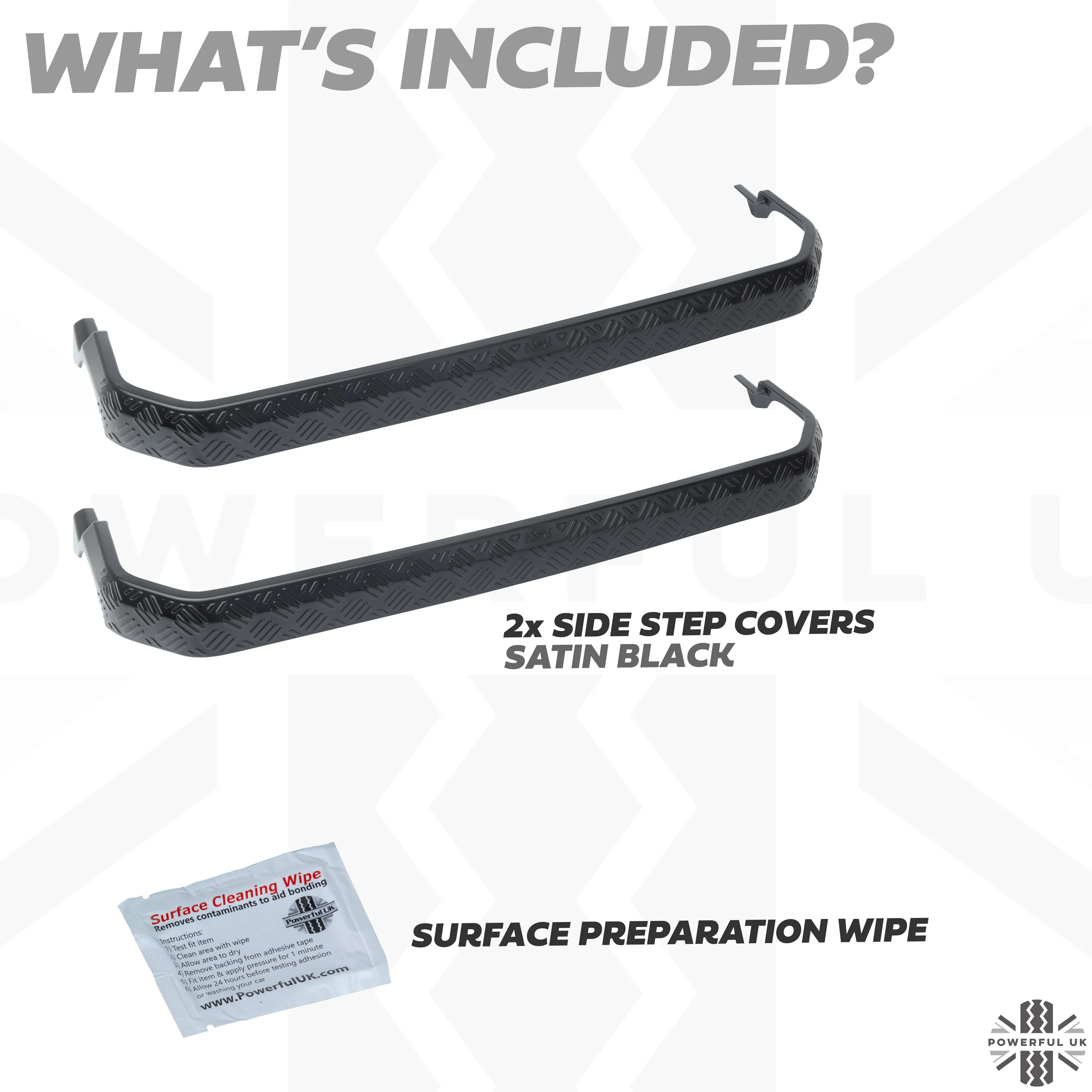 2x Chequer Plate Side Step Covers for Land Rover Defender L663 (90) - Satin Black - Image 5