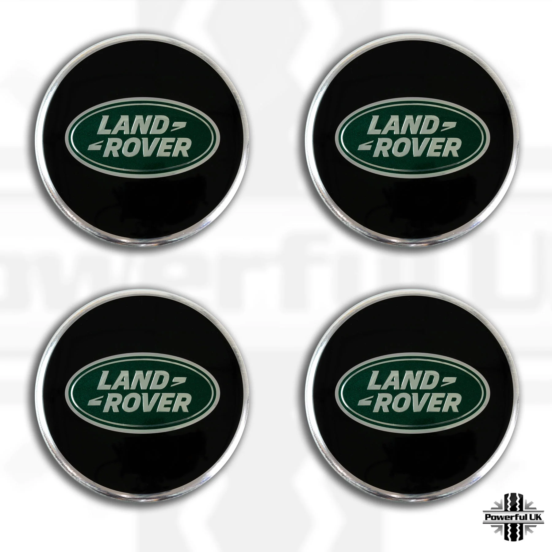 Genuine 4x Black & Green Alloy Wheel Centre Caps for Range Rover L405 - Image 4