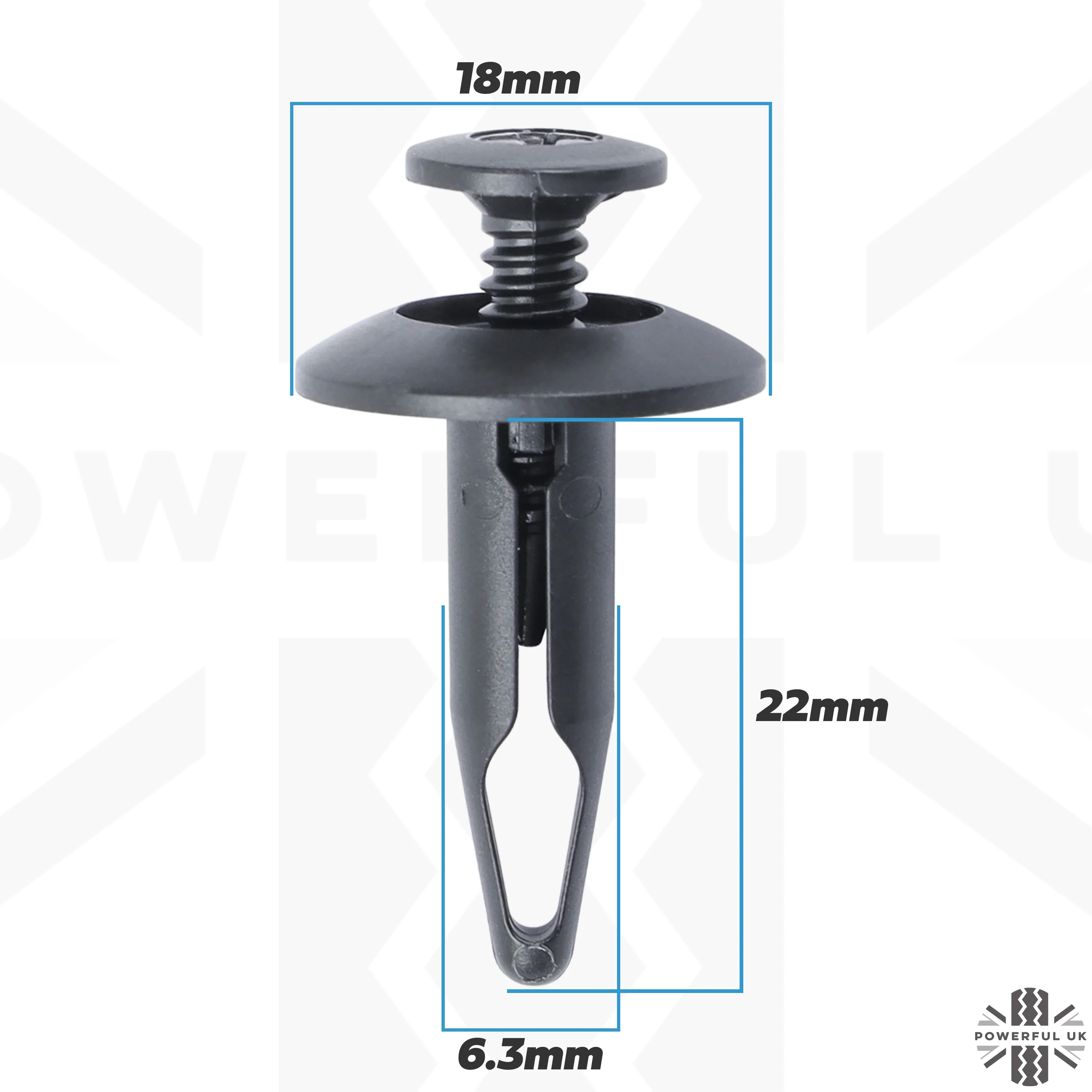 4x Engine Cowl Clips (6.3x22mm Plastic Push Pin type) for Range Rover Evoque - Genuine - Image 6