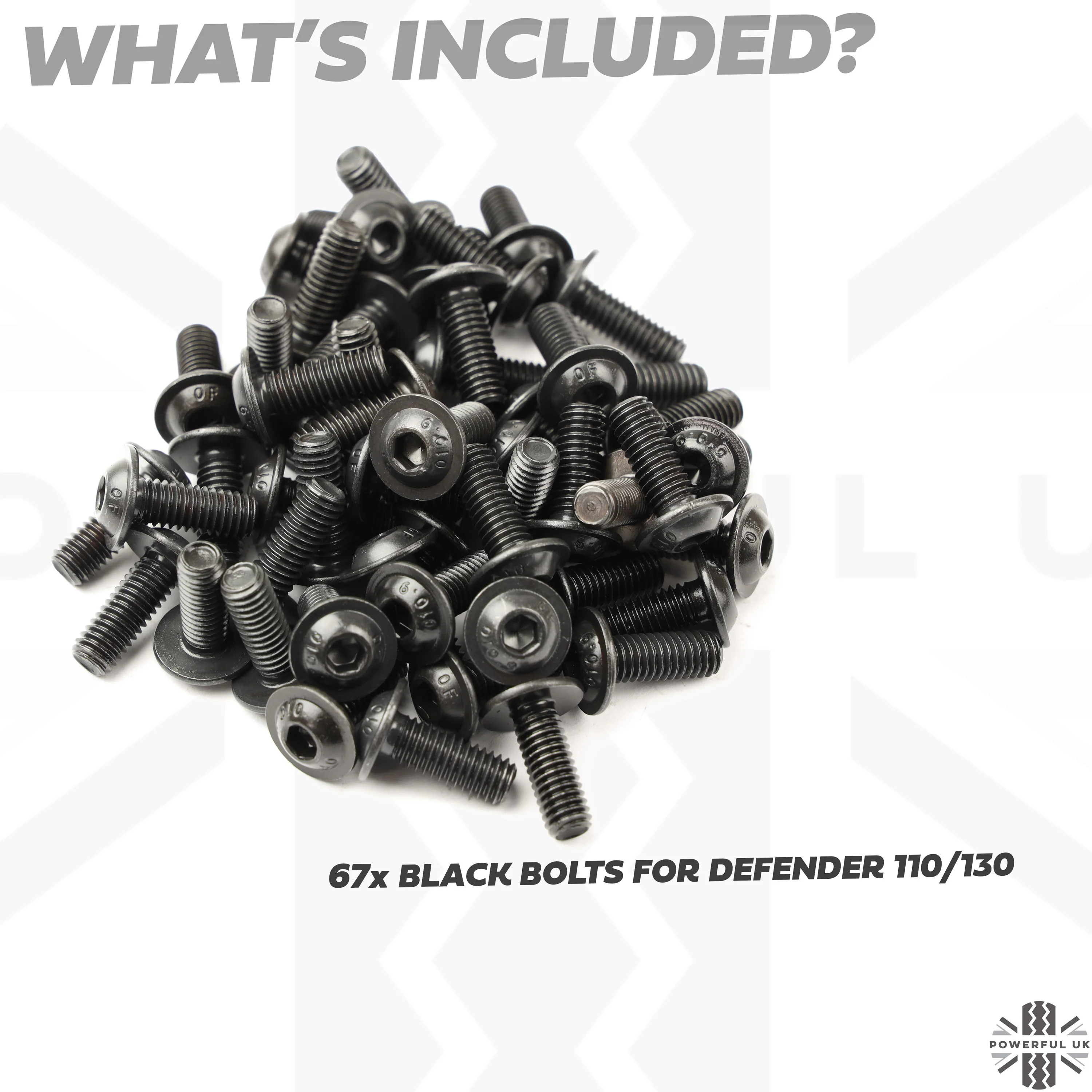 67pc Replacement Door Bolt Kit for Land Rover Defender L663 4 door (110/130) - Black - Image 4