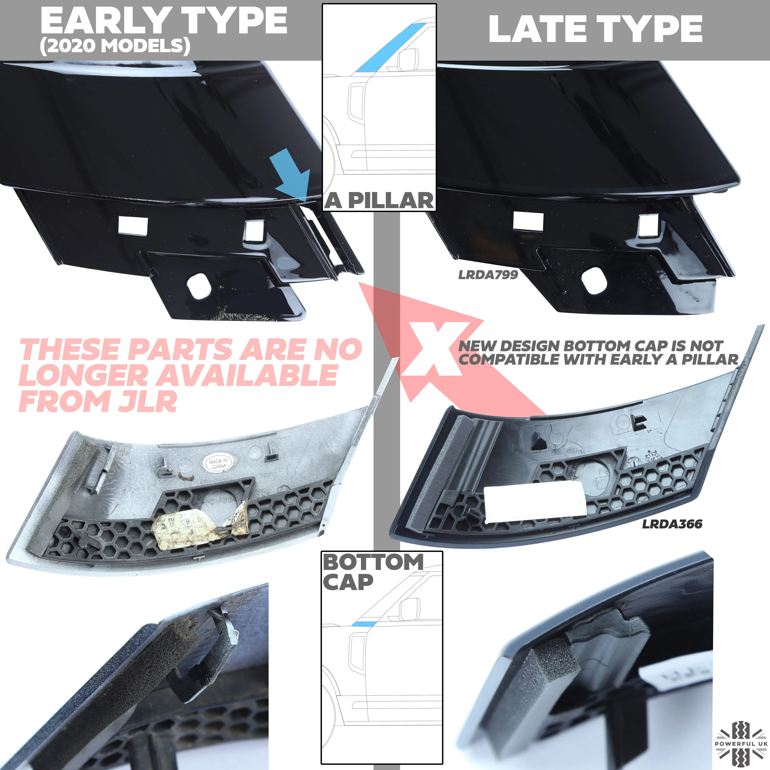 A Pillar Windscreen Finisher in Gloss Black for Land Rover Defender L663 - LEFT (Late Type) - Image 8
