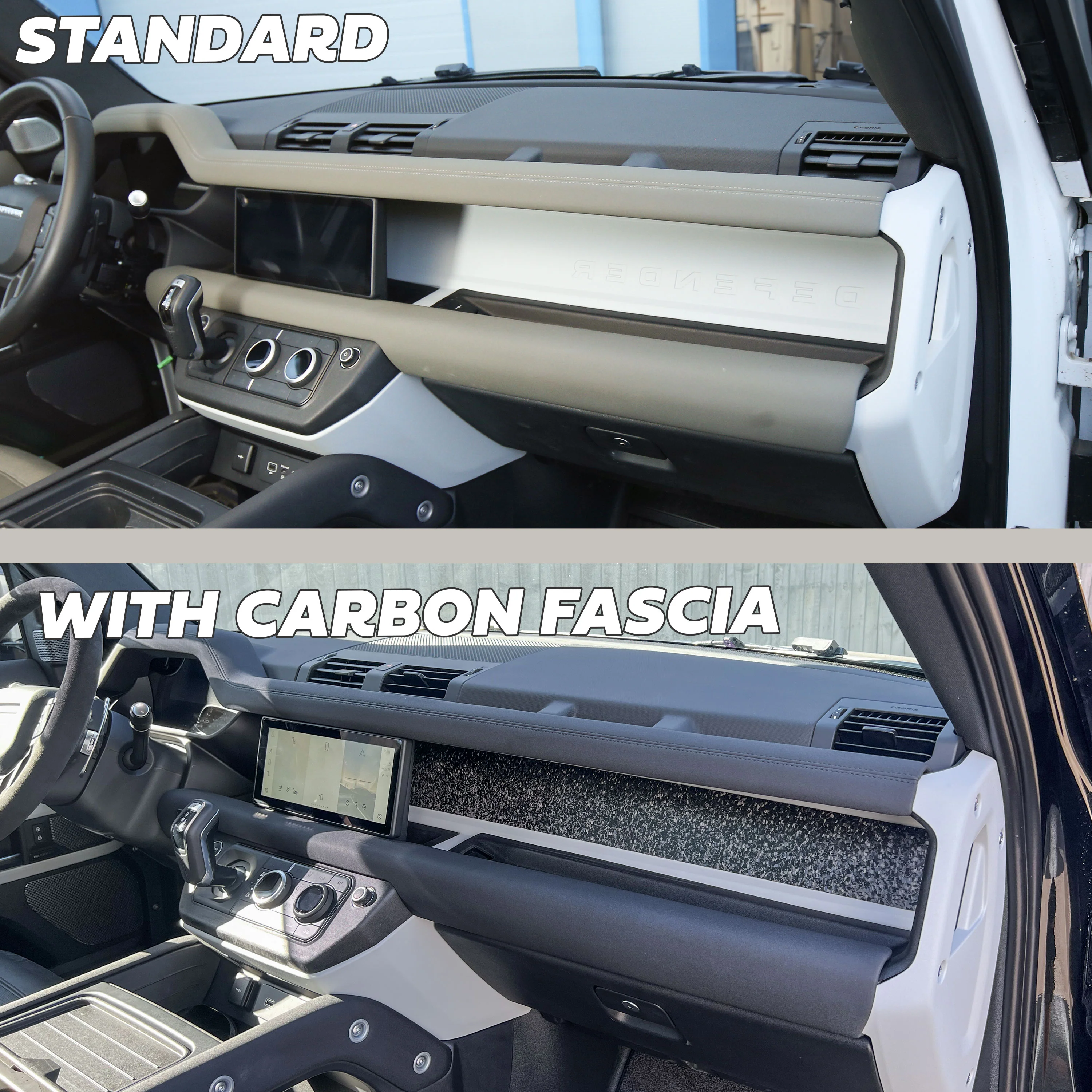 Aluminium Dashboard Fascia Panel Kit for Land Rover Defender L663 (LHD) - Chopped Carbon - Image 5
