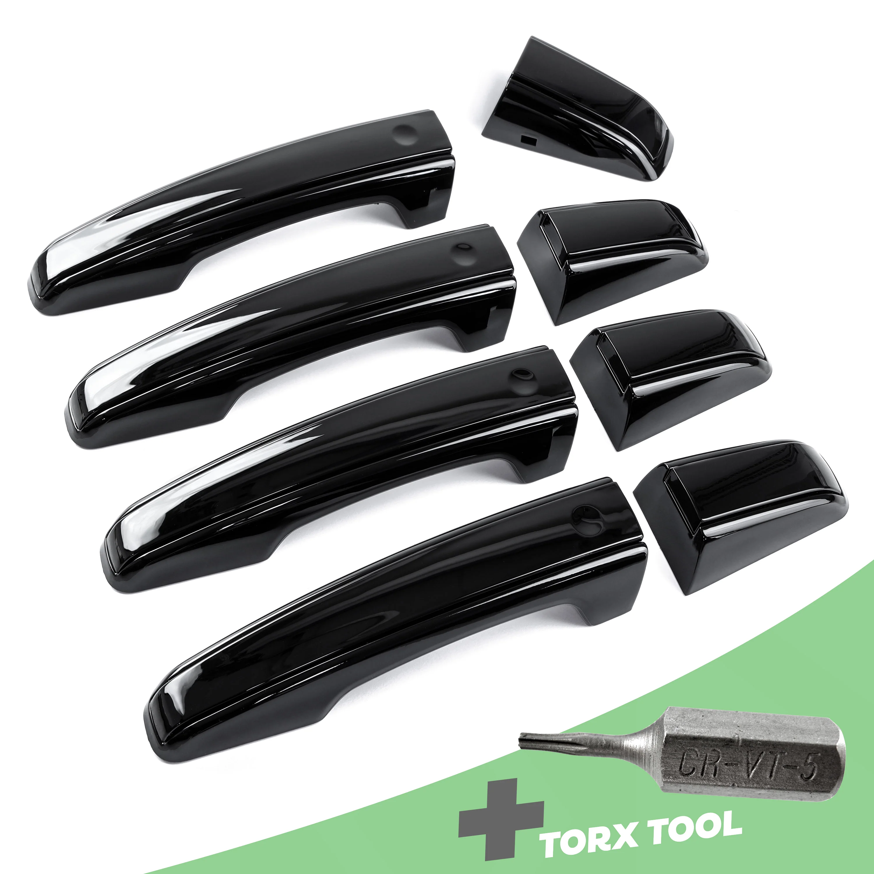 'Autobiography Style' Door Handles Skins in Black for Range Rover Sport L494 - 8pc with Left Key Release