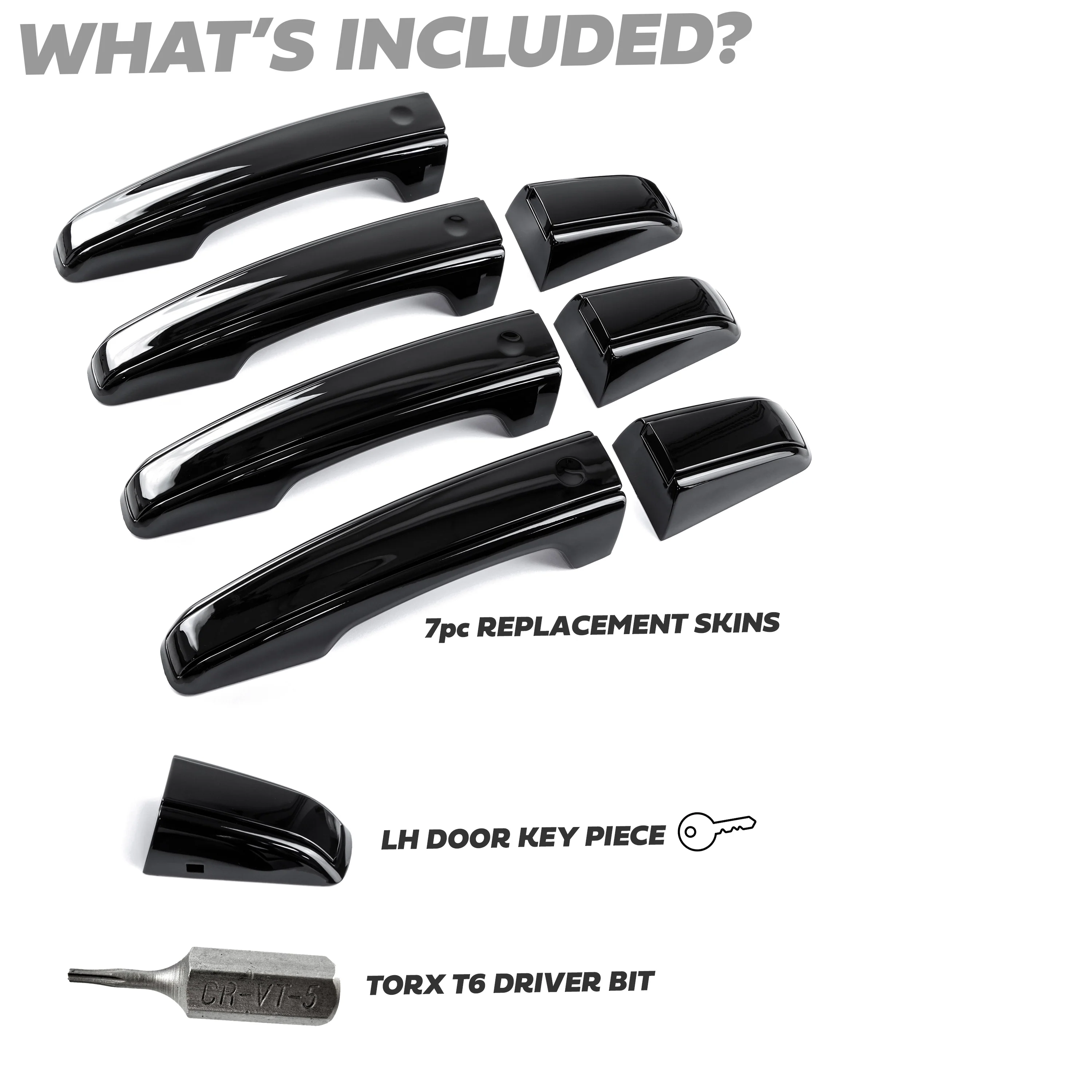 'Autobiography Style' Door Handles Skins in Black for Range Rover Sport L494 - 8pc with Left Key Release - Image 3