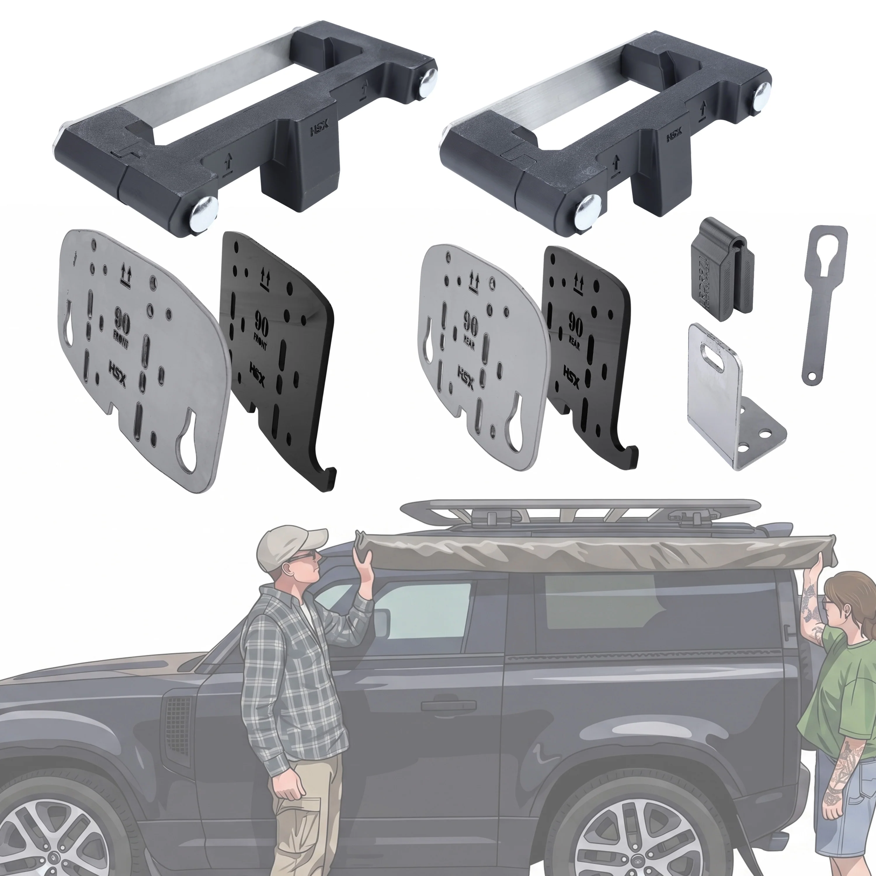 Easy Fit Awning Mounting Kit for Expedition Roof Rack for Land Rover Defender L663 90 - Left