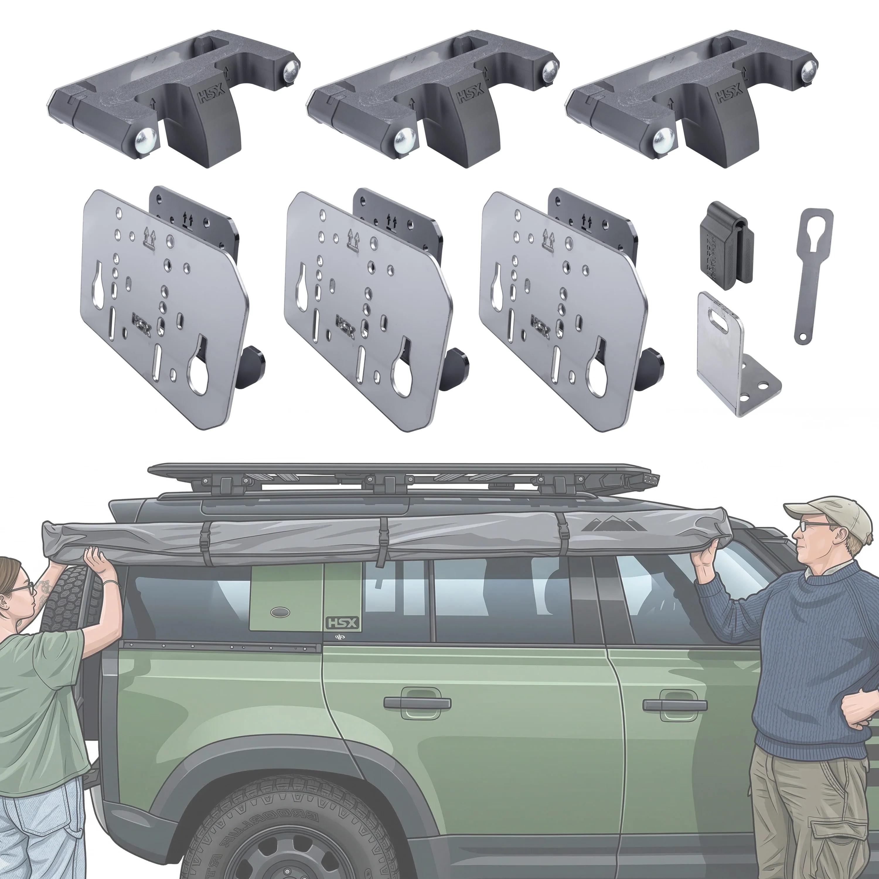 Awning Pillar Mount for Expedition Roof Rack for Land Rover Defender L663 110 - Right