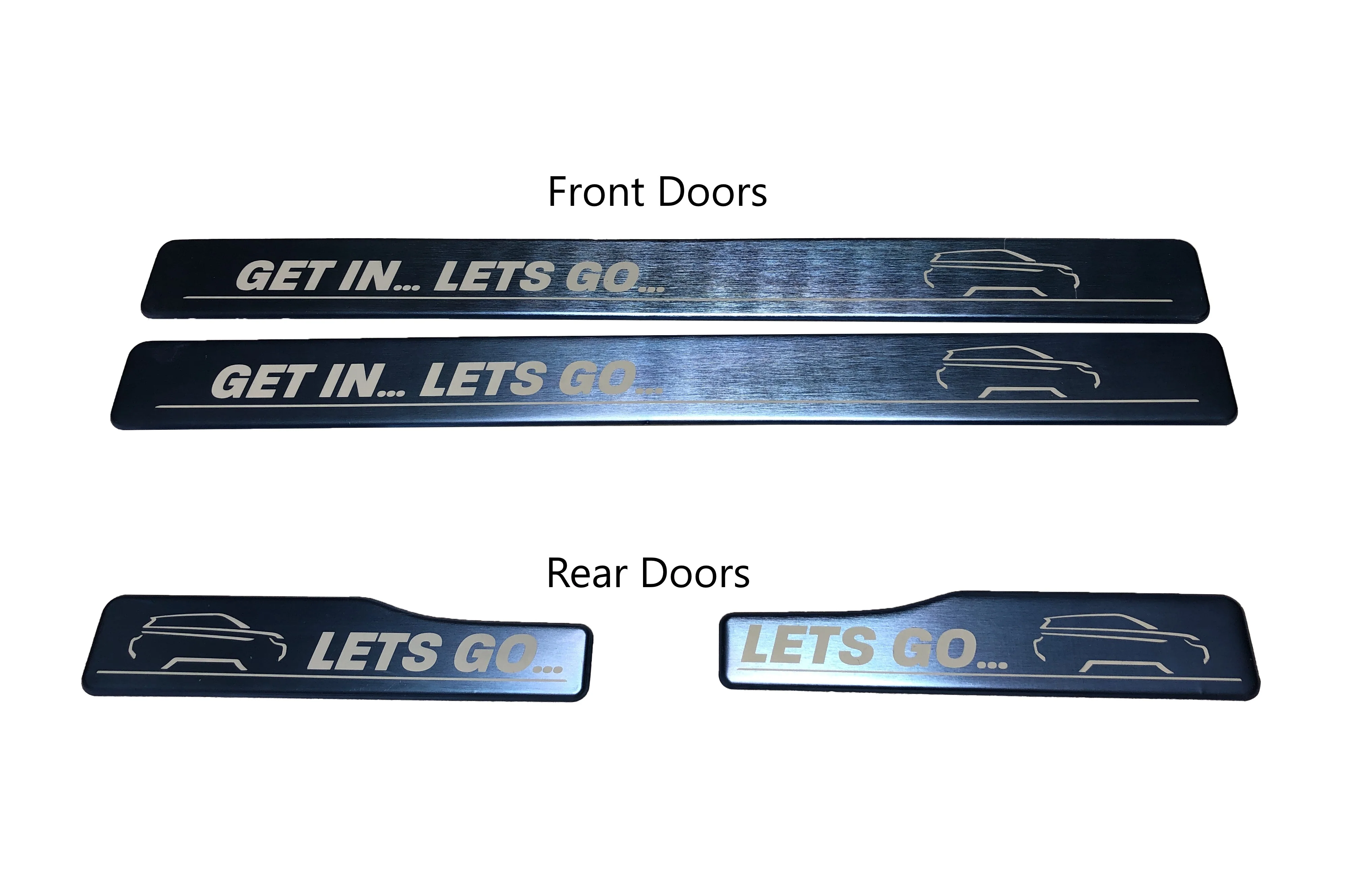 B-GRADE Door Scuff Plate Insert Set - Blue + 'Lets Go' for Range Rover Evoque - Image 2