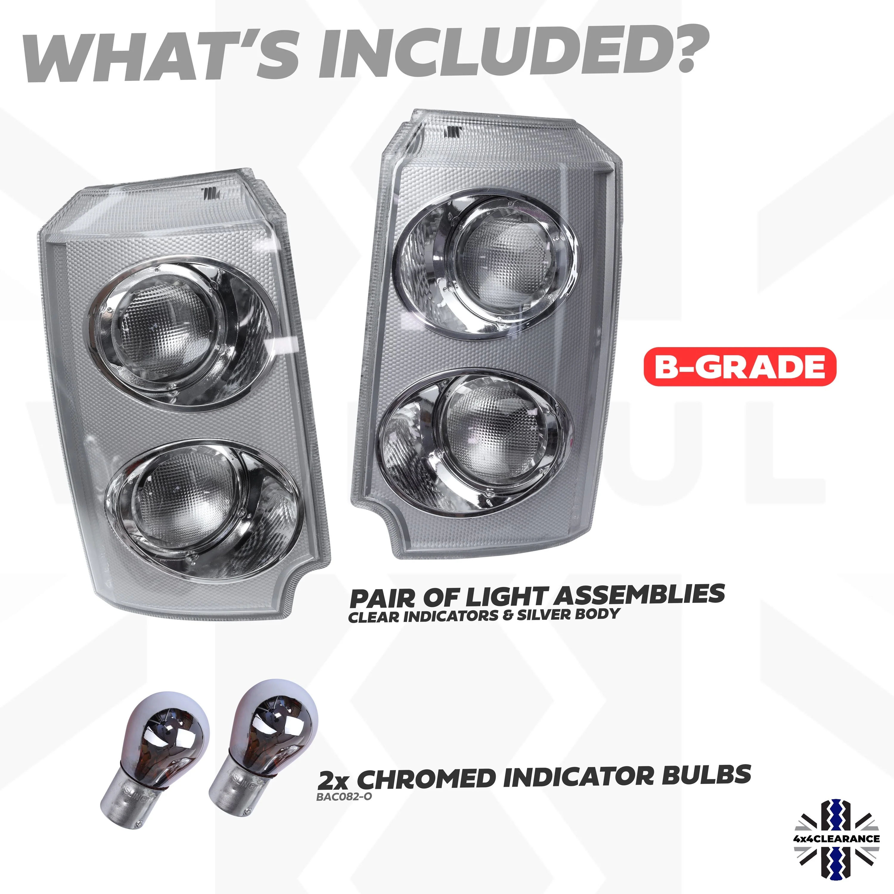B-GRADE - Front Side Light / Indicator Assembly for Range Rover L322 - Clear Indicator/Silver Body - P - Image 4