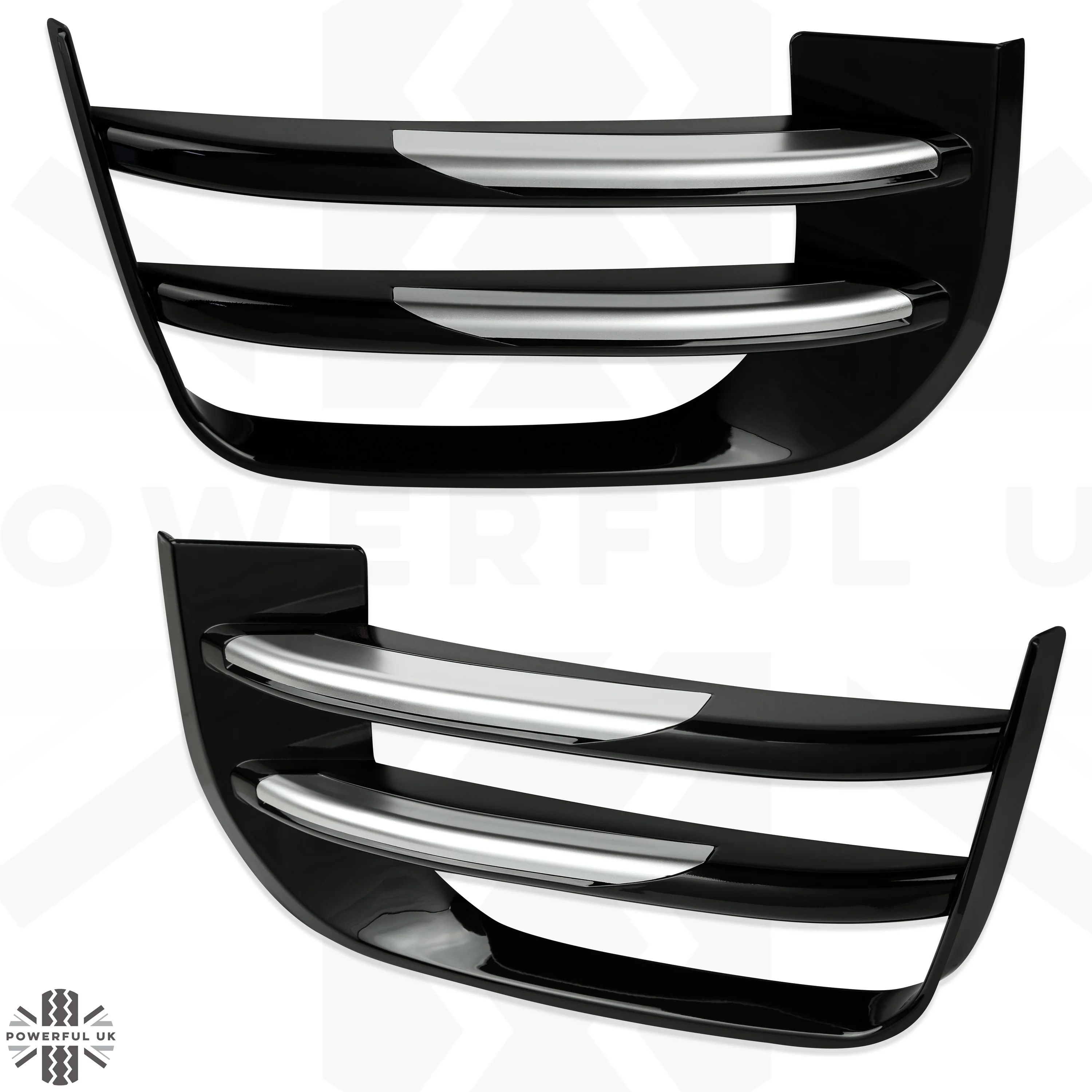 Black Front fog Surrounds with Silver Inserts for Range Rover Evoque SE & HSE (2016-19) - Image 3