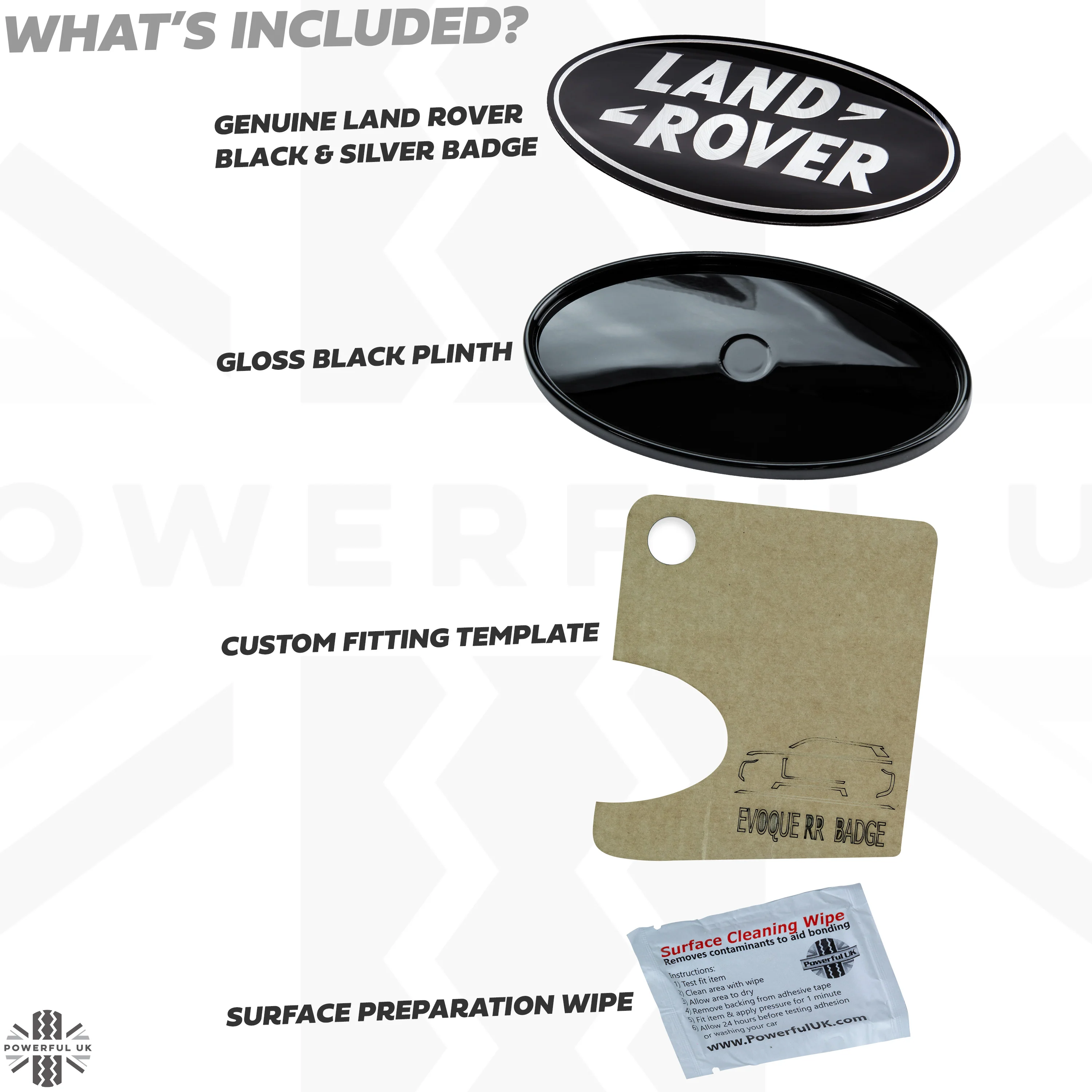 Black & Silver Badge on Gloss Black Plinth for Range Rover Evoque - Image 3