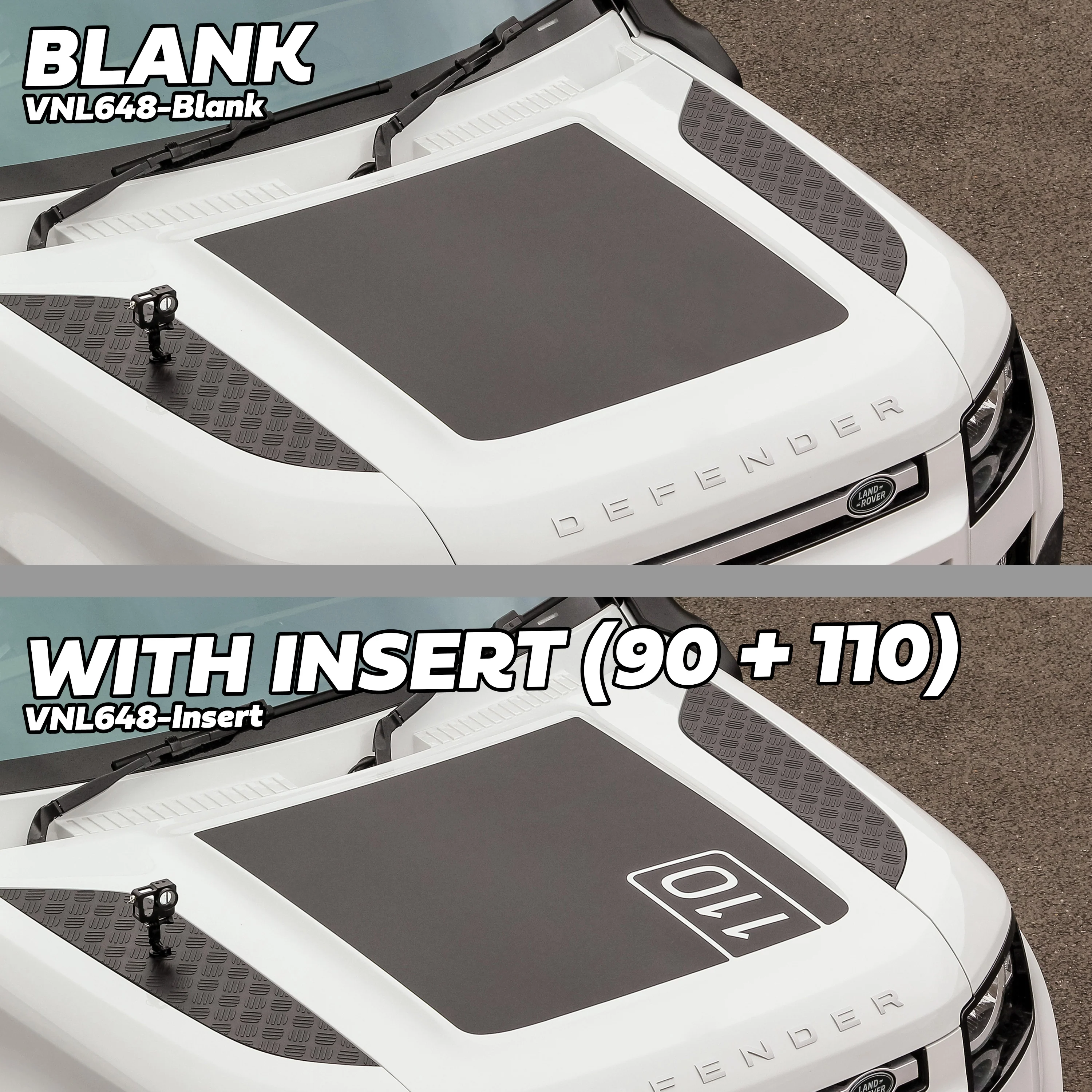 Bonnet Decal '90+110+130' - Aftermarket (Longer) for Land Rover Defender L663 - Image 5