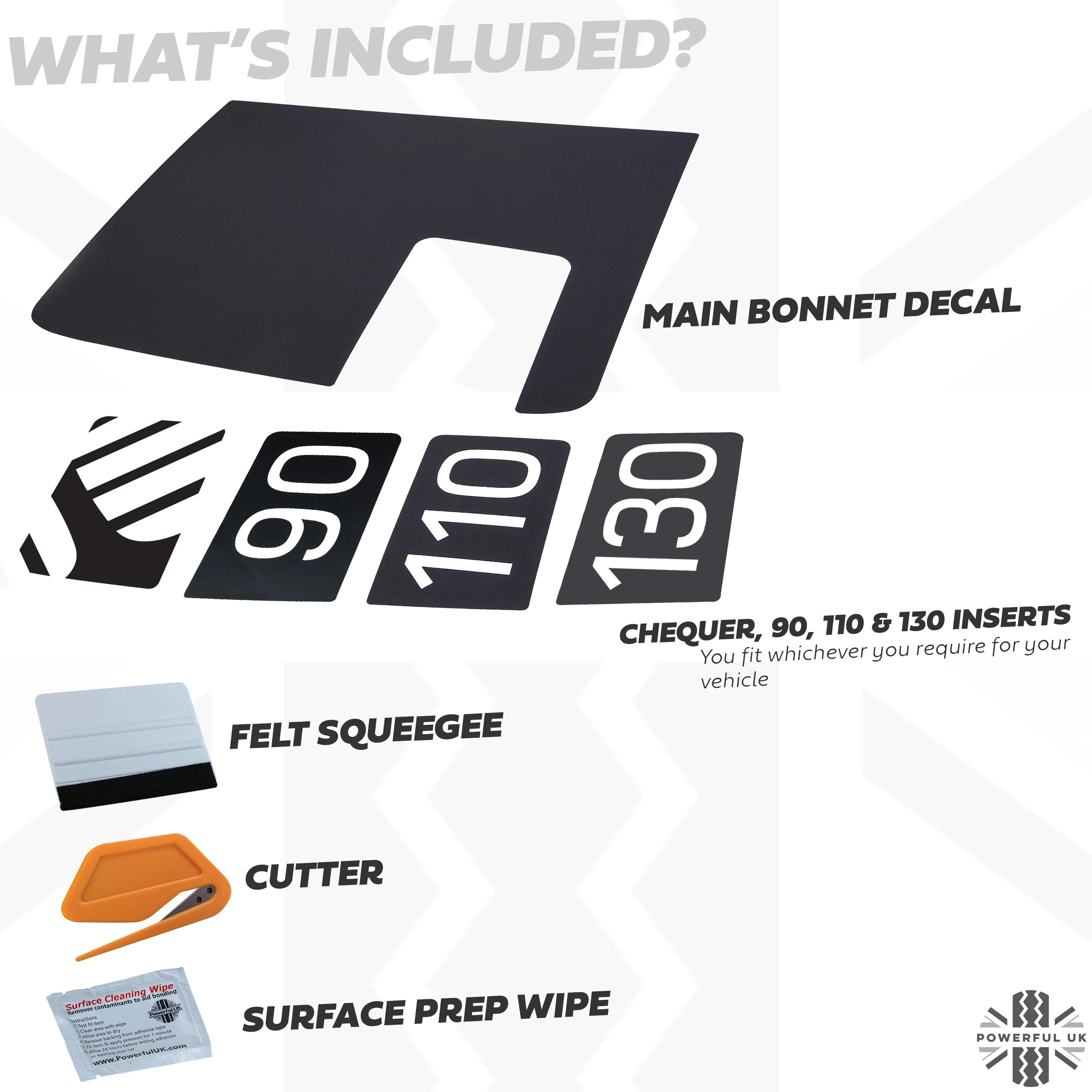 Bonnet Decal '90/110/130' - Genuine (shorter) for Land Rover Defender L663 - Image 3