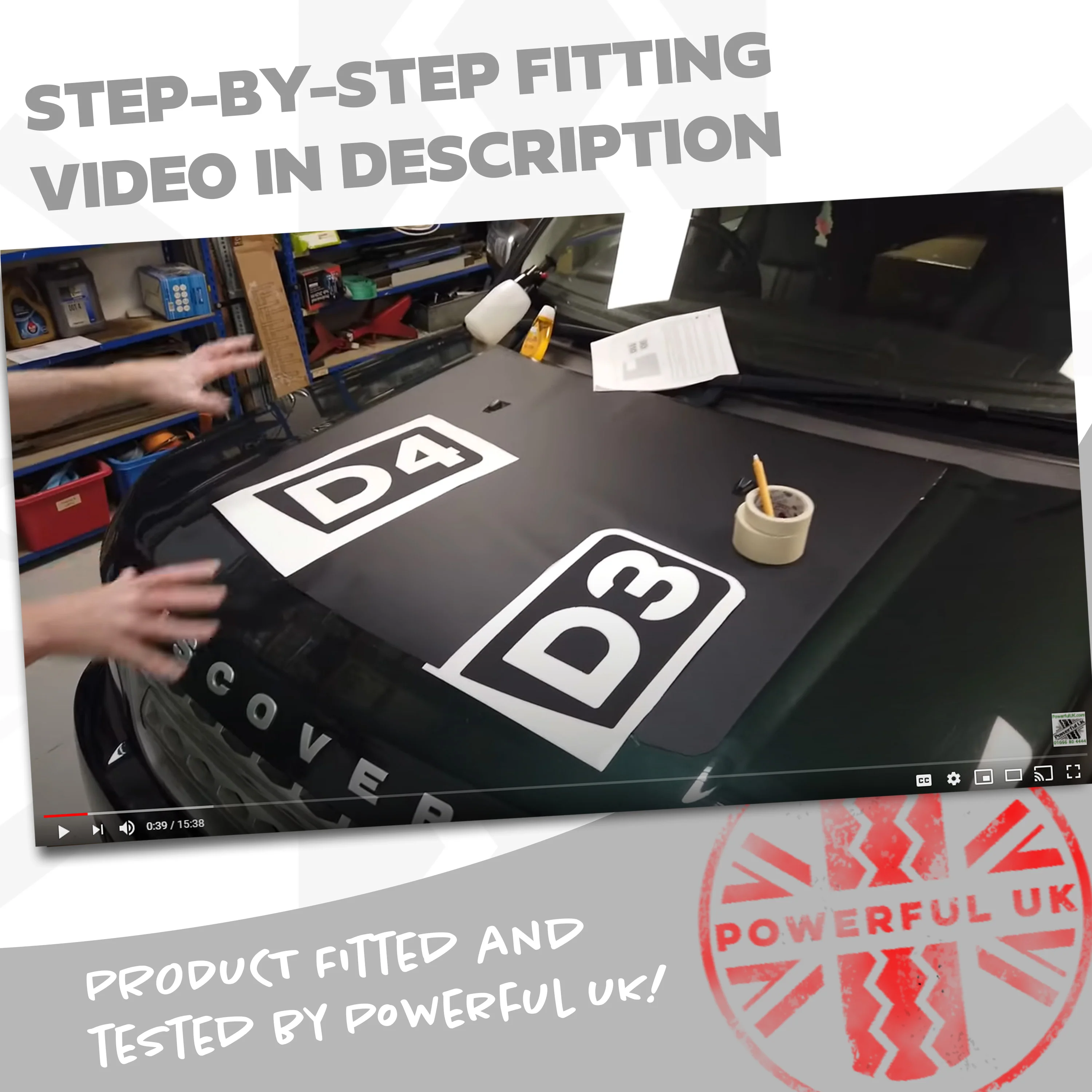 Bonnet Decal with D5 insert - Matt Black for Land Rover Discovery 5 - Image 6