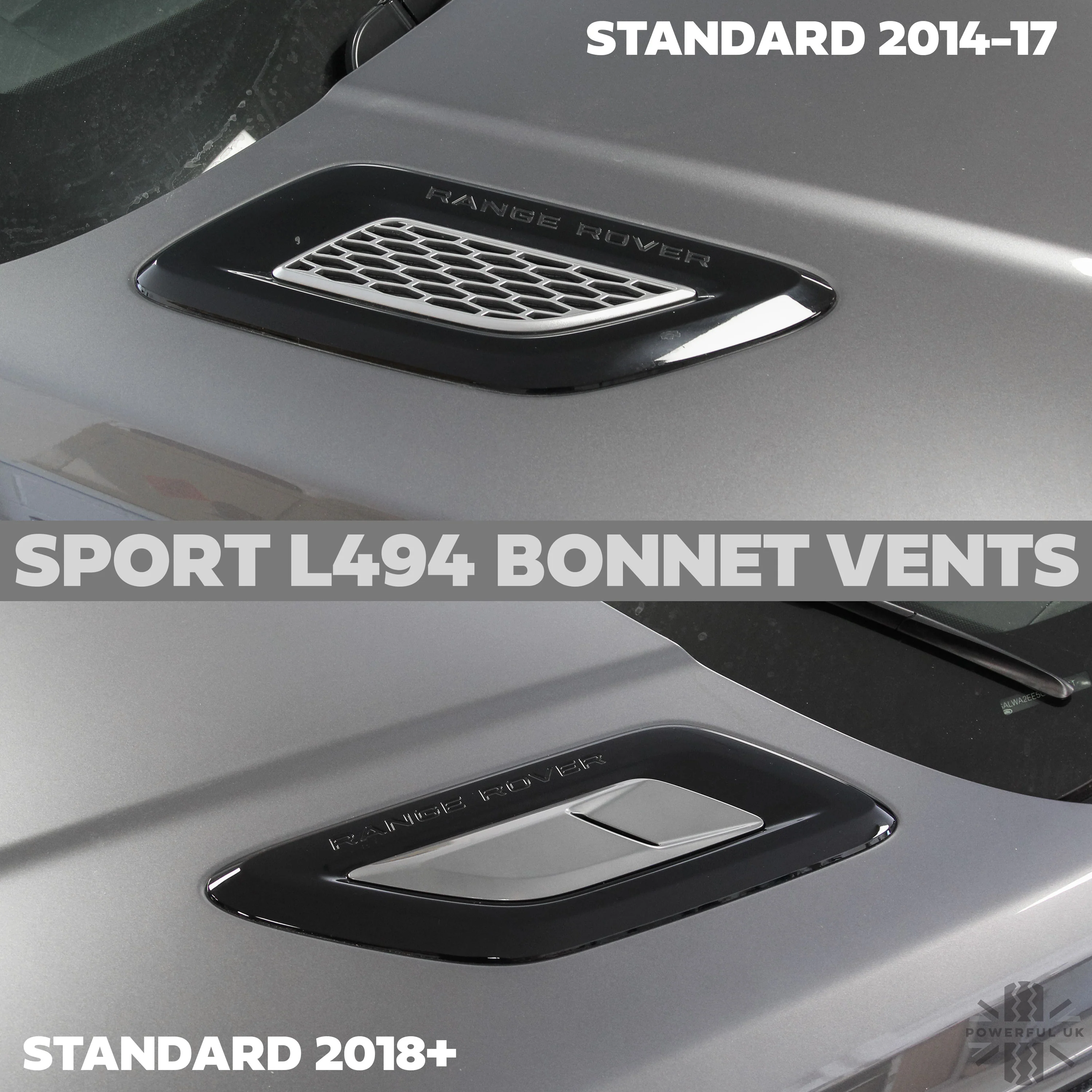 Bonnet Vent 'Double Louvre' Inserts for Range Rover Sport L494 - Gloss Black - Image 5