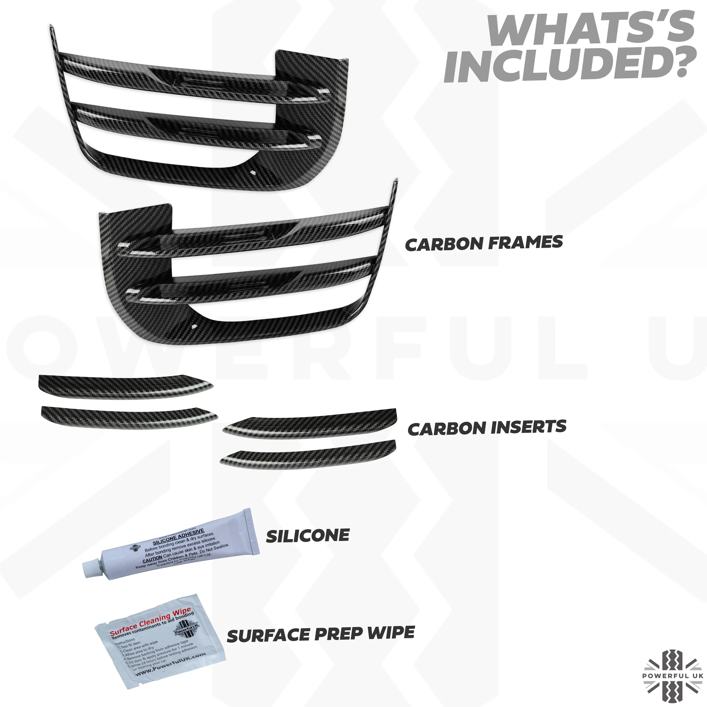 Carbon Fibre Effect Front fog Surrounds wih Carbon Fibre Effect Inserts for Range Rover Evoque SE & HSE (2016-19) - Image 5