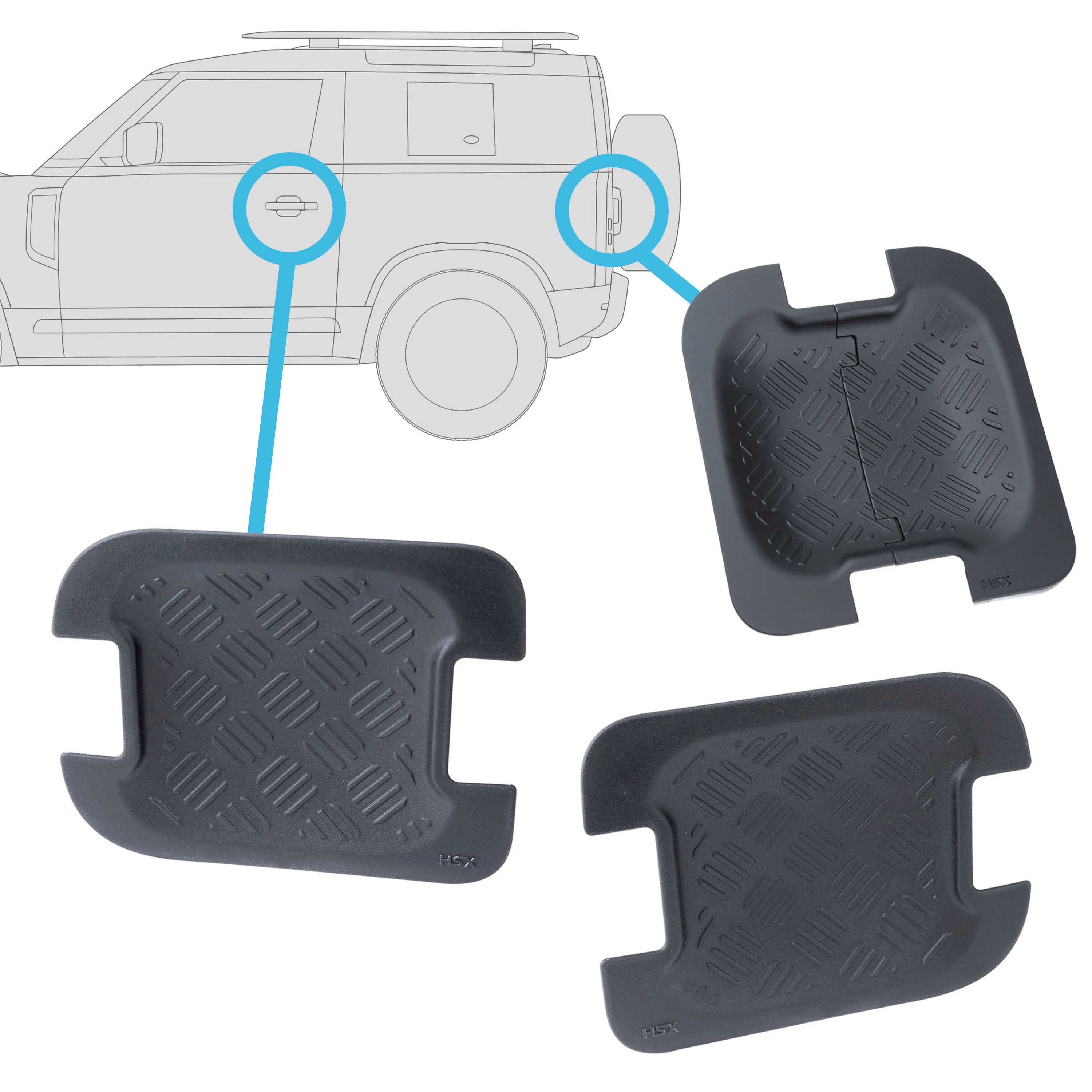 Chequer Plate Door + Tailgate Scuff Plate Kit (3pc) for Land Rover Defender L663 90 (2 door) - Image 12