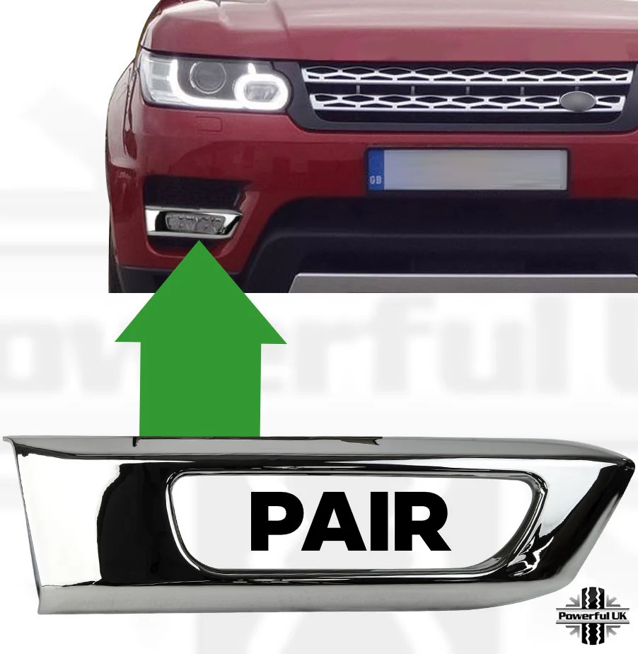 Chrome Black Fog Lamp Surrounds for Range Rover Sport L494 2014-17 - Image 4