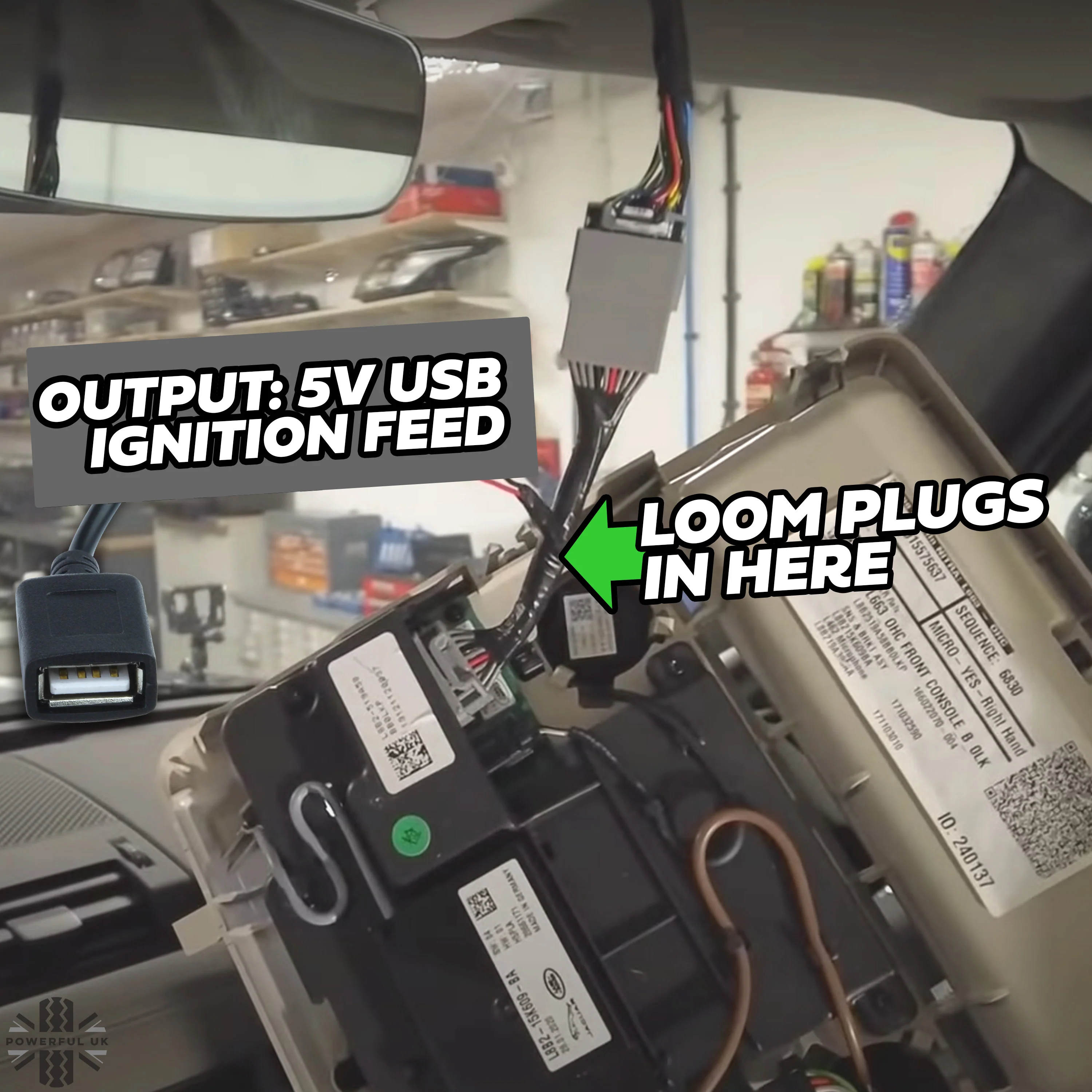 Dash Cam Overhead Console Wiring Kit for Range Rover Sport L461 - USB-A - Image 3