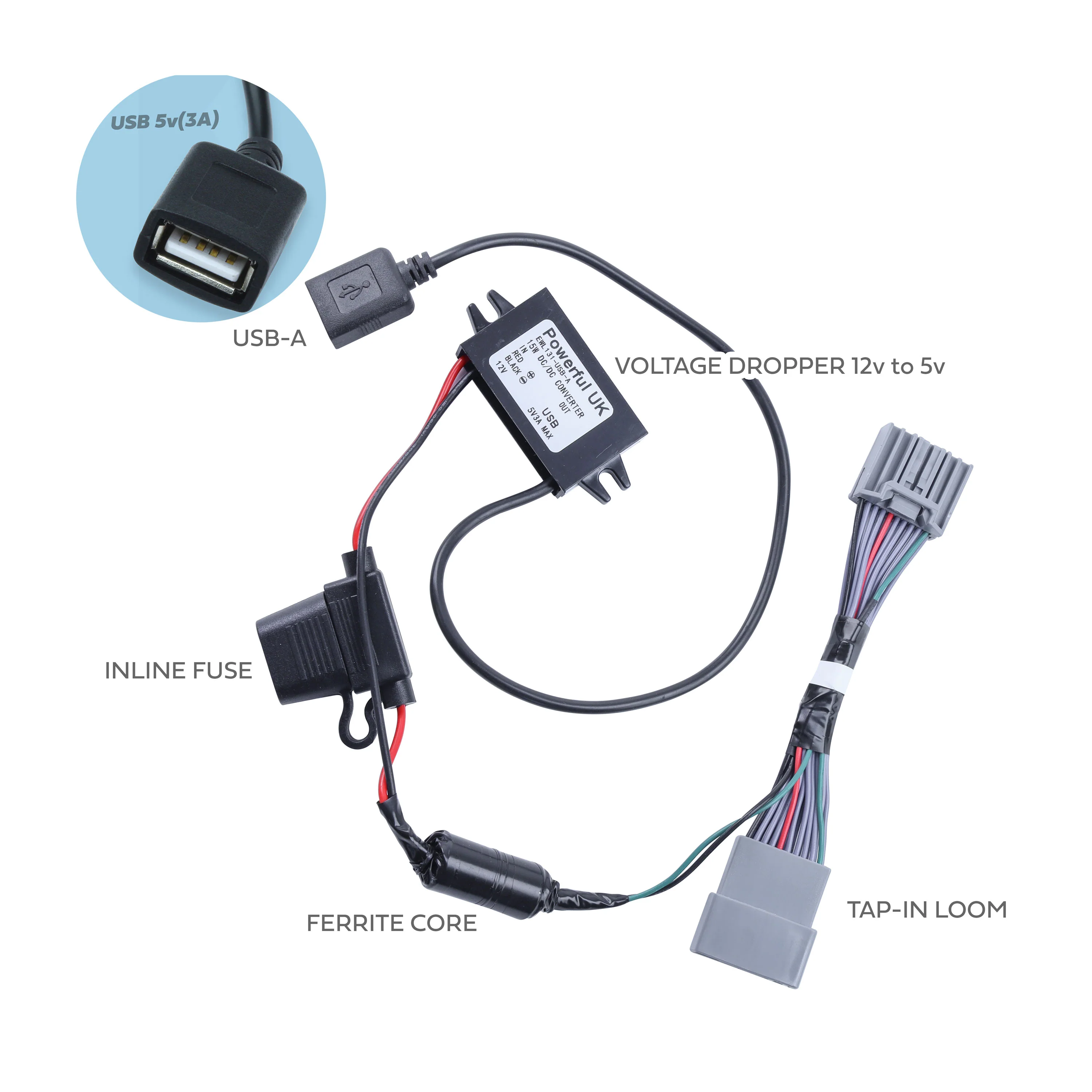 Dash Cam Overhead Console Wiring Kit for Range Rover Sport L461 - USB-A - Image 4
