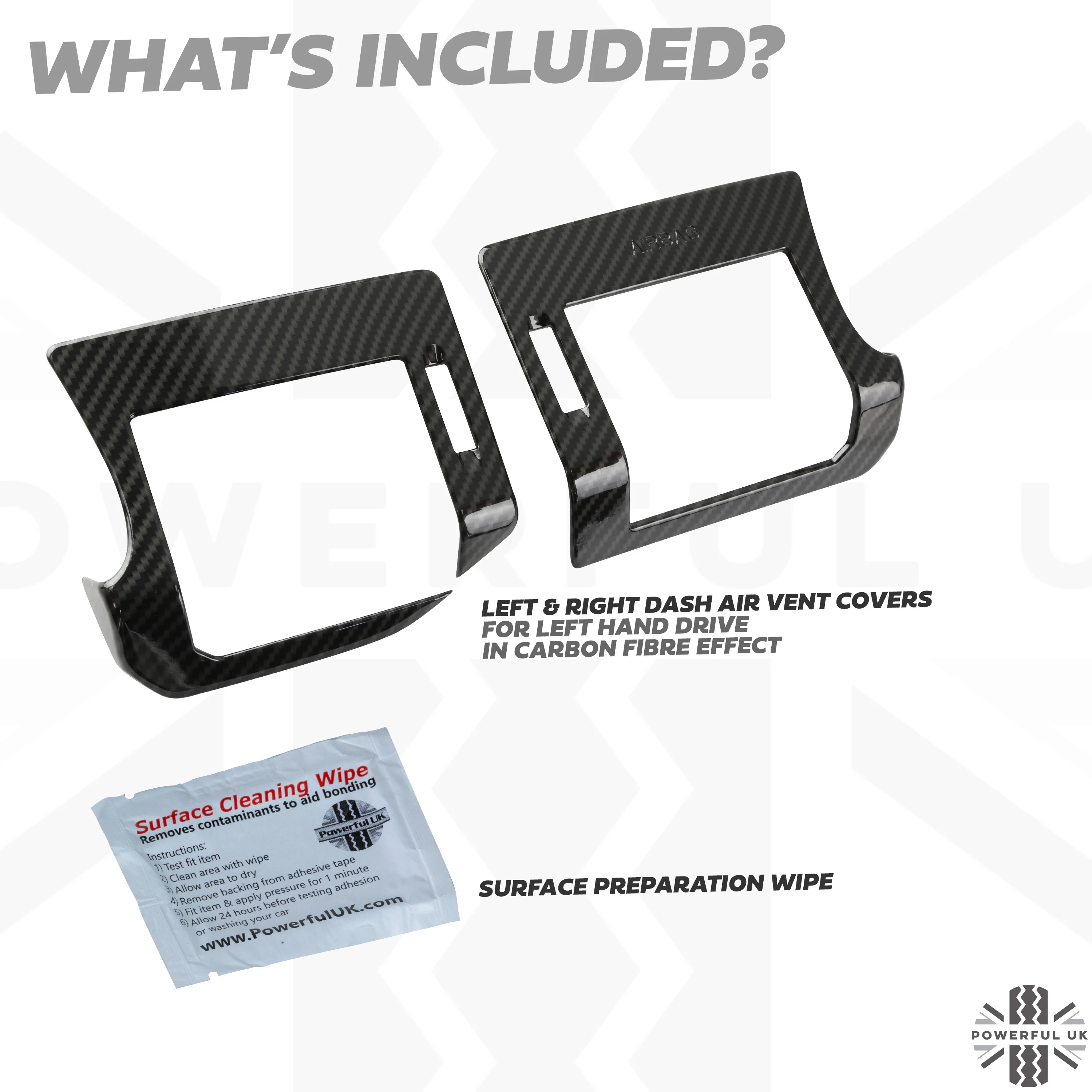 Dash End Air Vent Covers - Carbon Fibre Effect - for Land Rover Defender L663 - LHD - Image 4