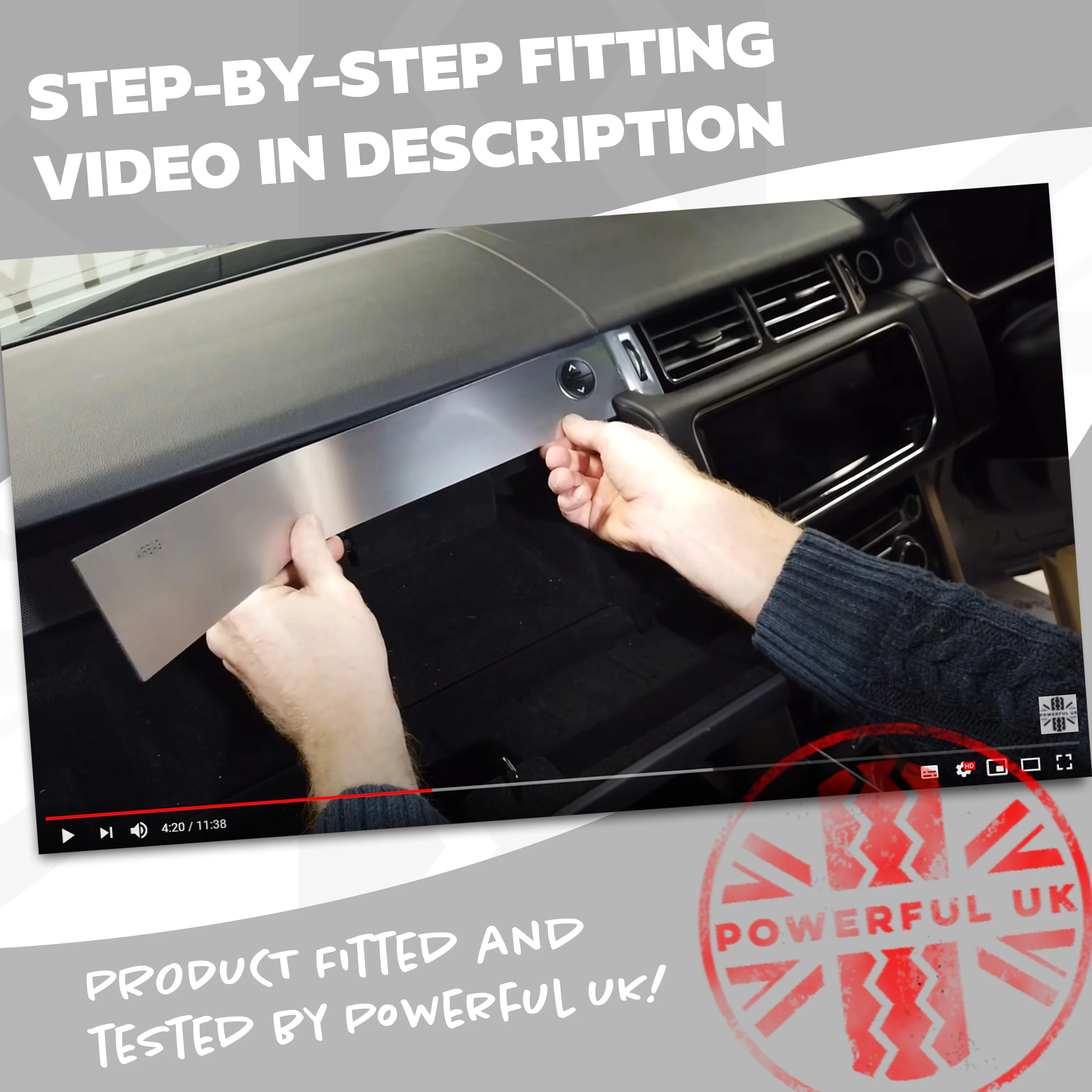 Dash Insert Kit - Range Rover Sport L494 (LHD) - Brushed Aluminium LHD - Image 6