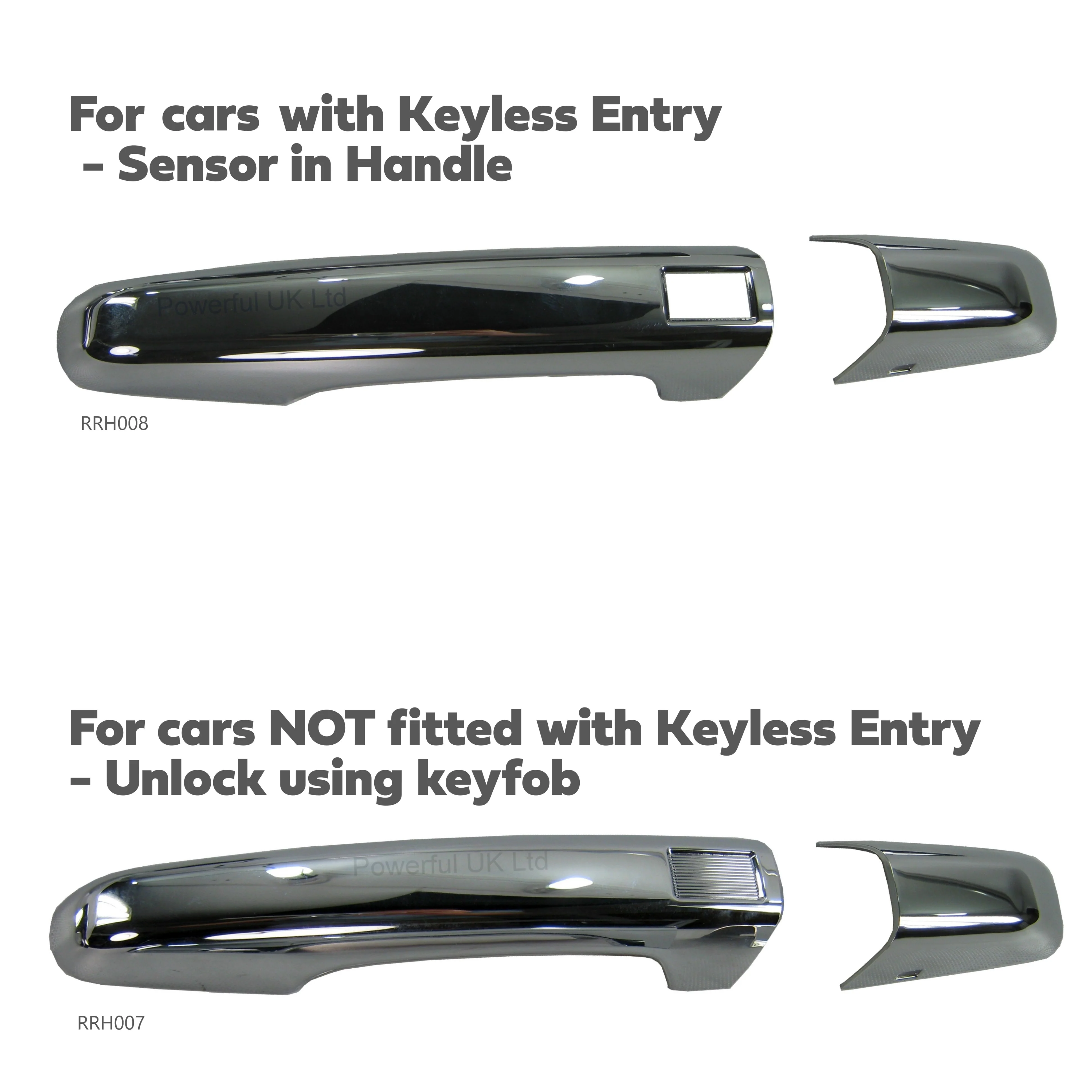 Chrome Door Handle Cover kit for Range Rover Evoque 3 Door with Keyless Touch locking - Image 3