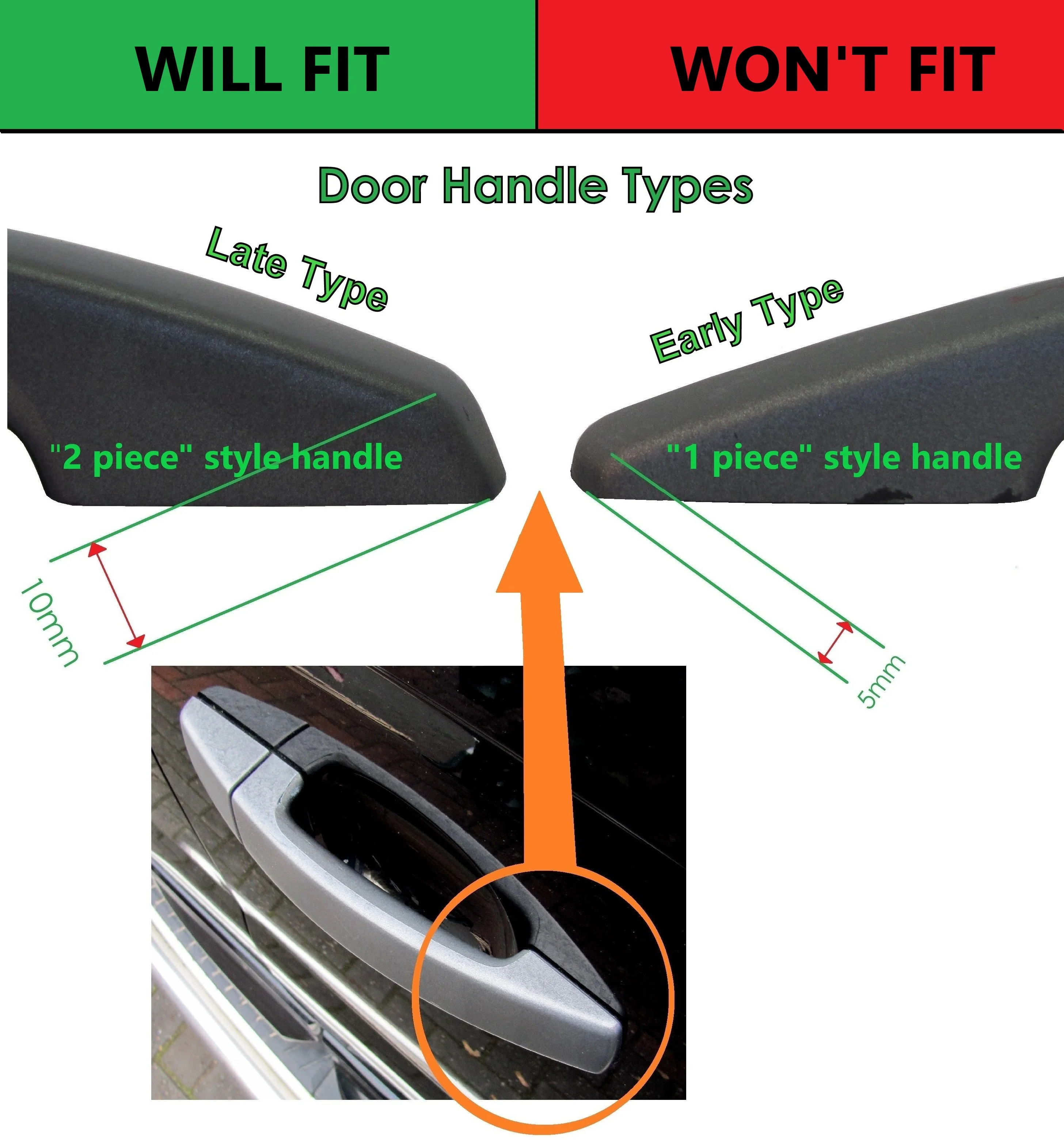 Door Handle "Skins" for Land Rover Freelander 2 fitted with 2 pc Handle - Matt Black - Image 4