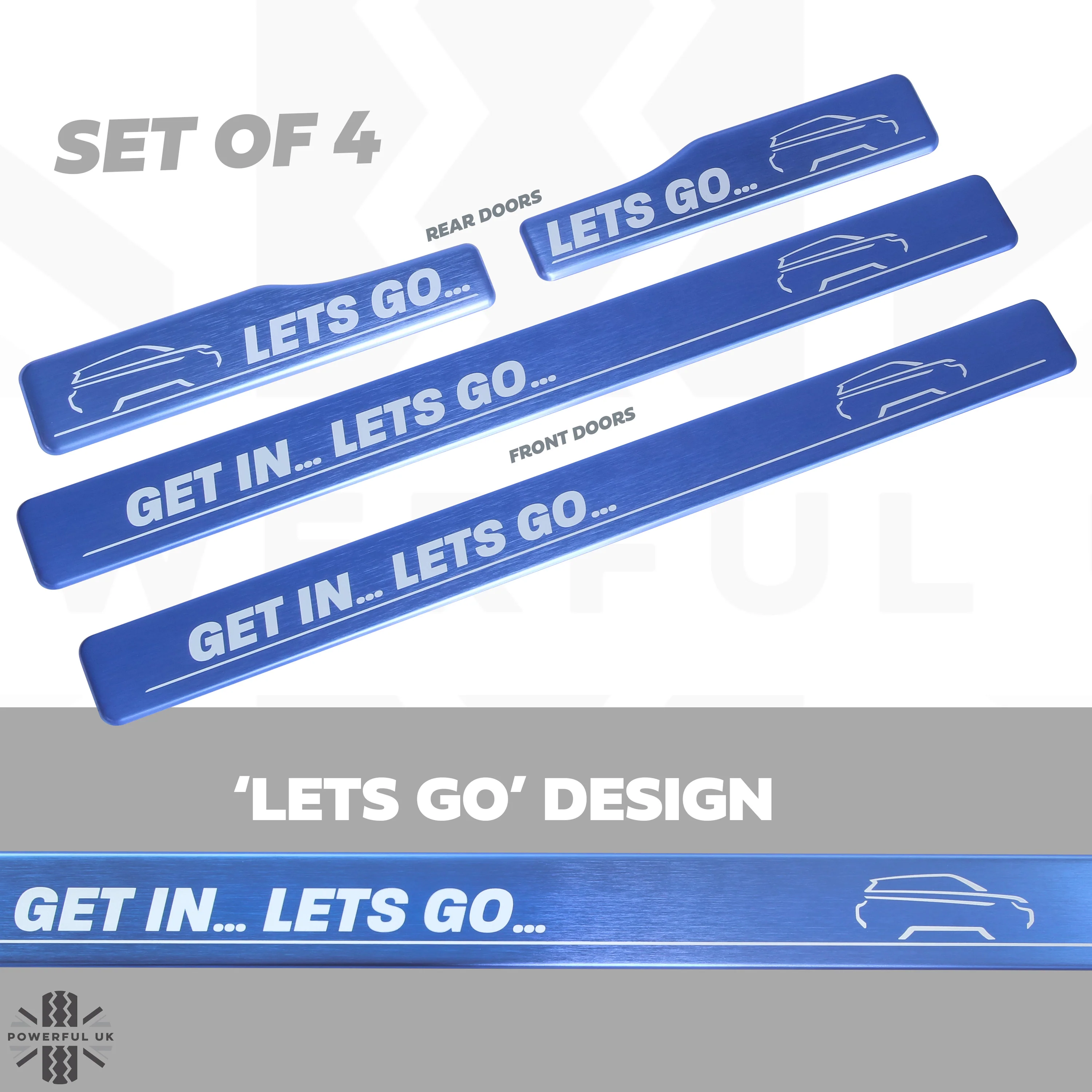 Door Scuff Plate Insert Set - Blue + 'Lets Go' for Range Rover Evoque - Image 2