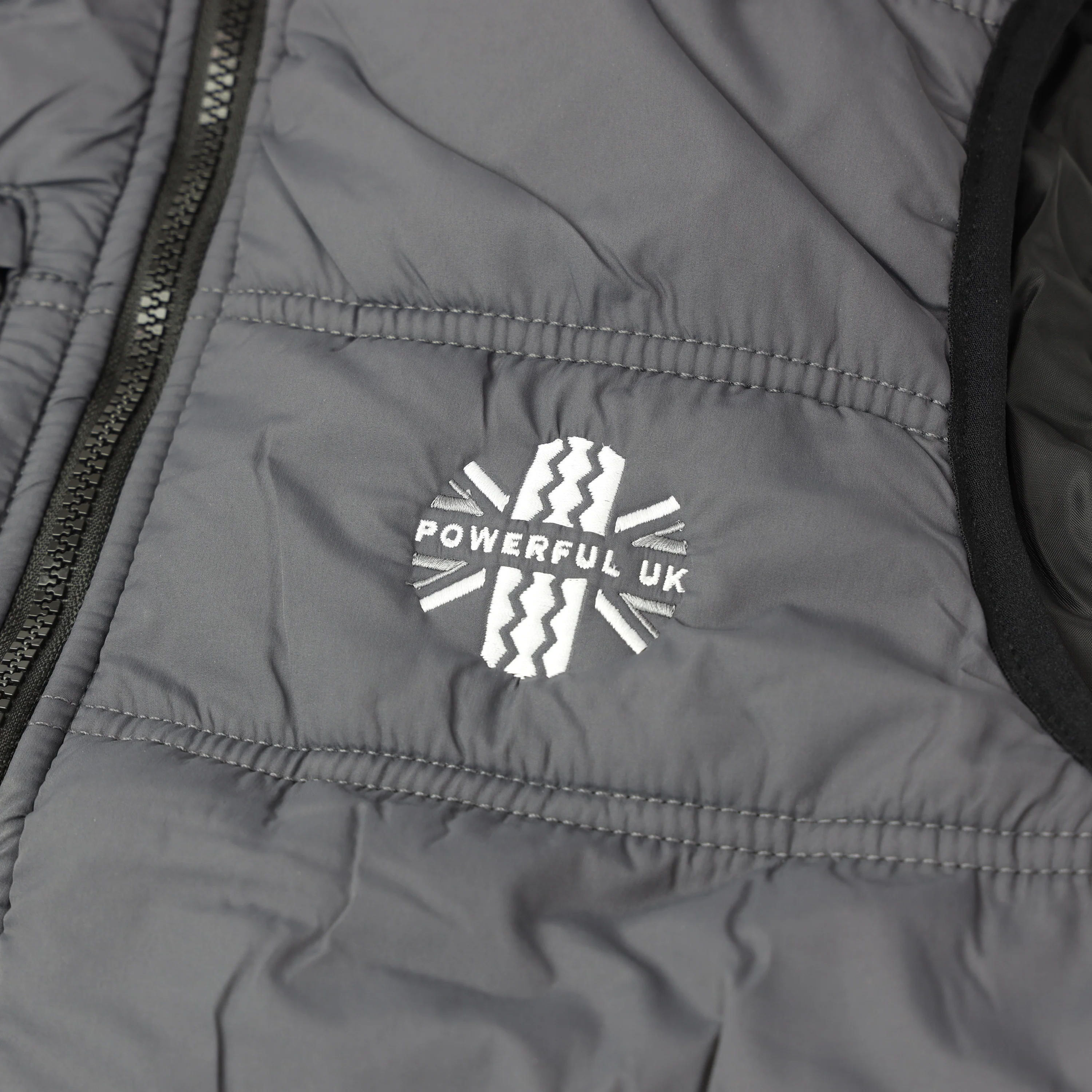 Embroidered Bodywarmer Powerful UK Ltd "Merch" - Grey - SMALL - Image 2