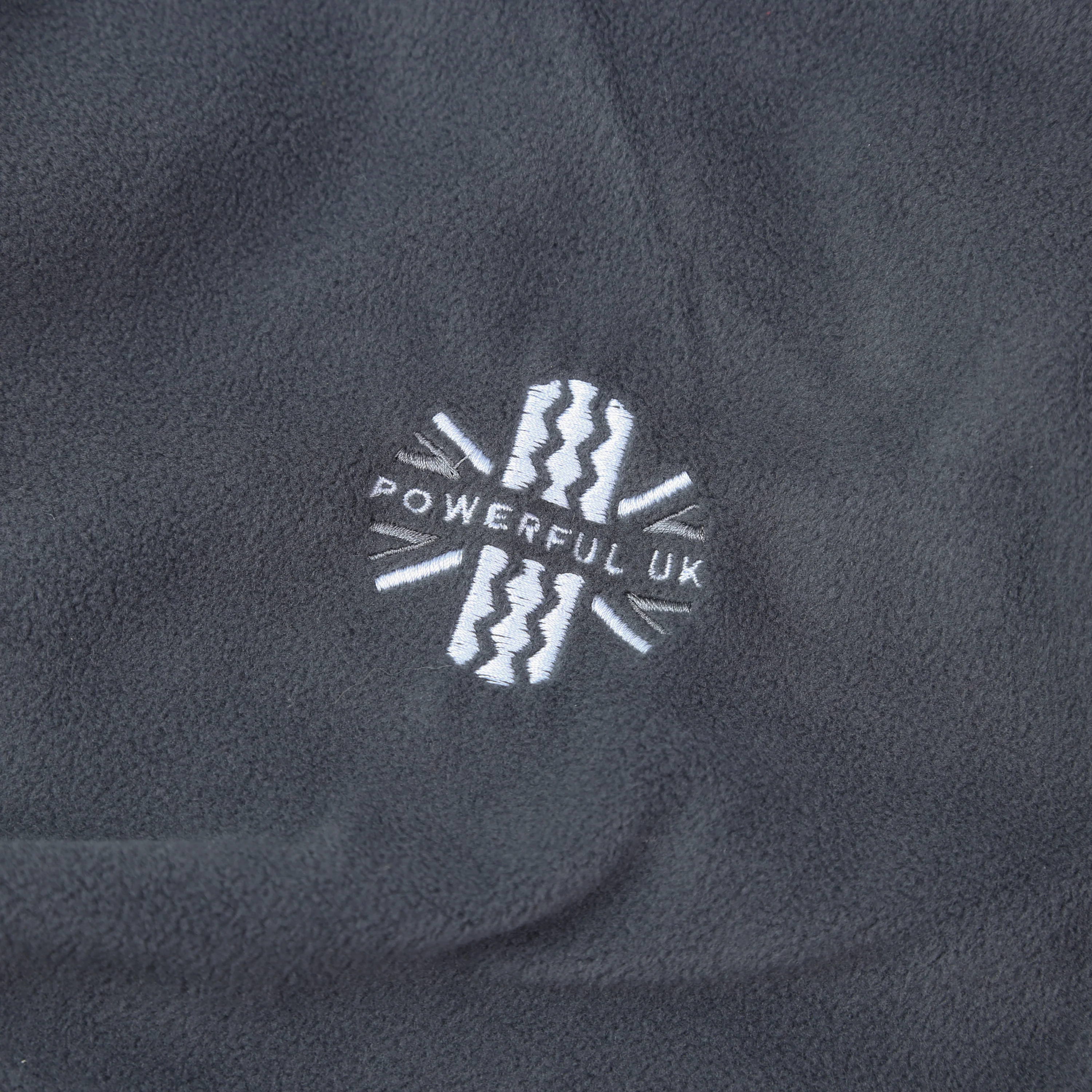 Embroidered Fleece Powerful UK Ltd "Merch" - Seal Grey - LARGE - Image 4