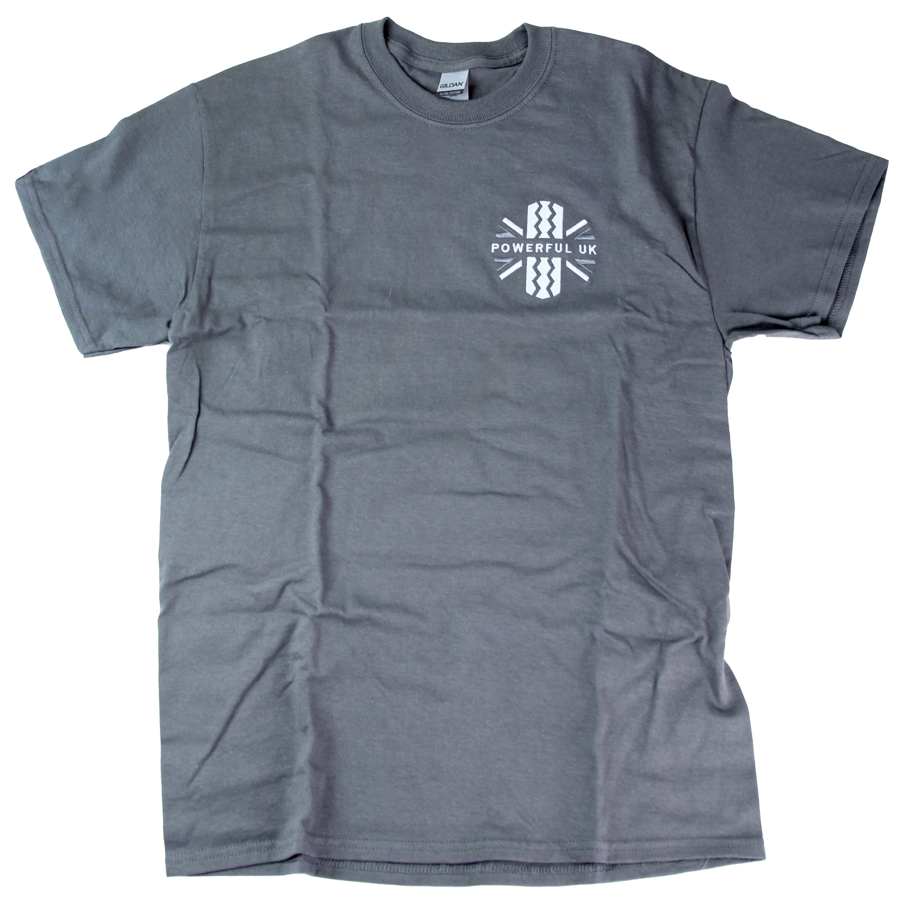 Embroidered T-Shirt Powerful UK Ltd "Merch" - Charcoal Grey - EXTRA LARGE - Image 3