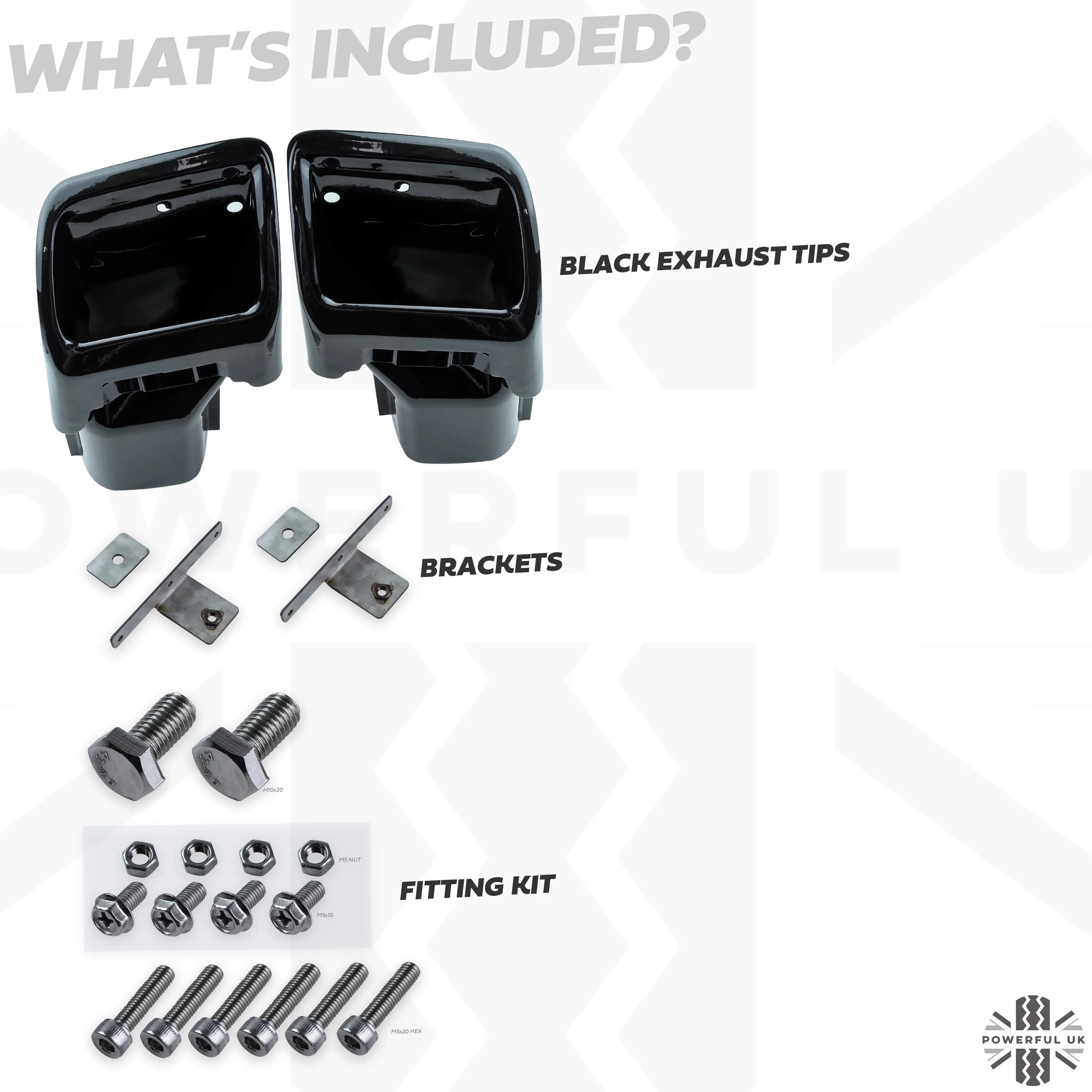Exhaust Tailpipes Kit for Range Rover L322 "Exterior Design Pack" Rear Bumper - Black Powder Coated - Image 6