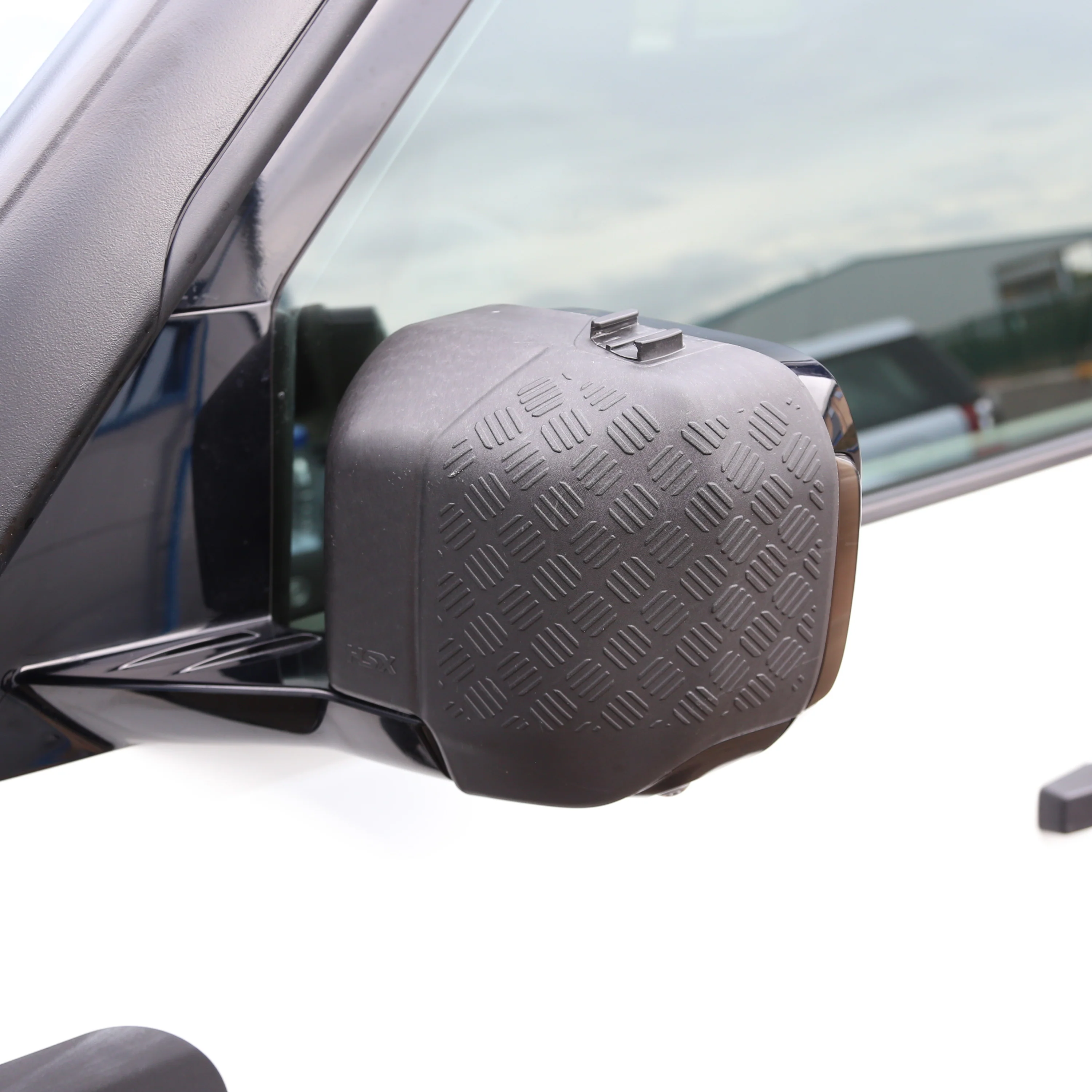 Extended Mirror Covers Chequer Plate for Land Rover Defender L663 - with Action Camera Mount - Image 7