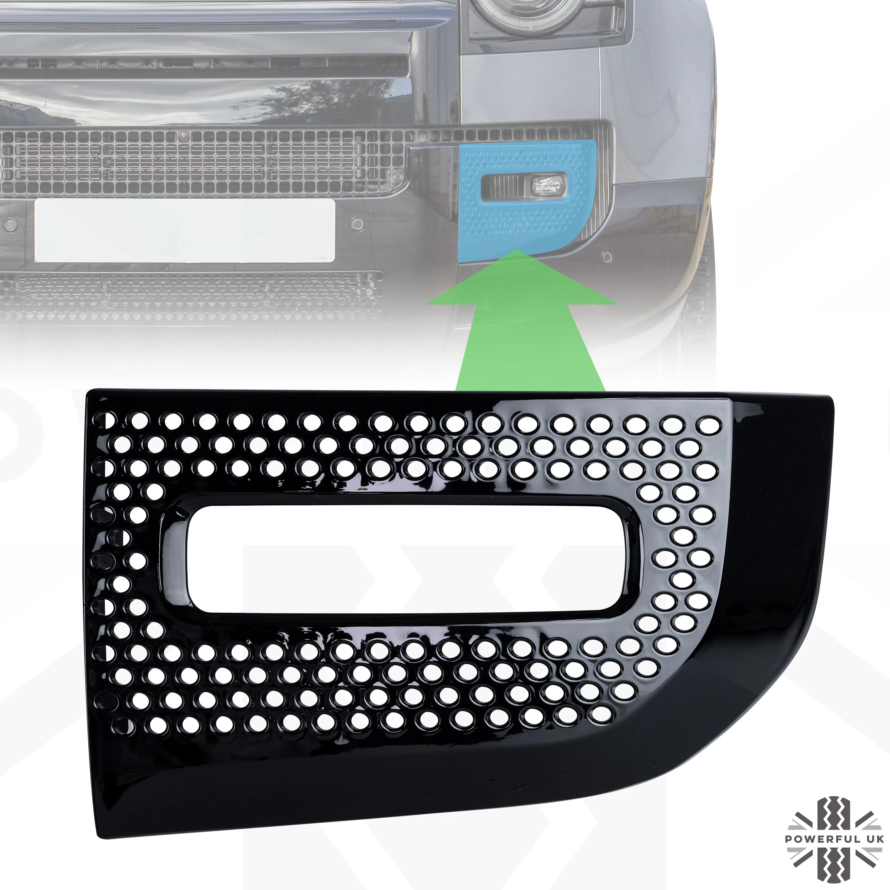 Fog Lamp Surround Grille for Land Rover Defender L663 - Gloss Black - LEFT - Image 7