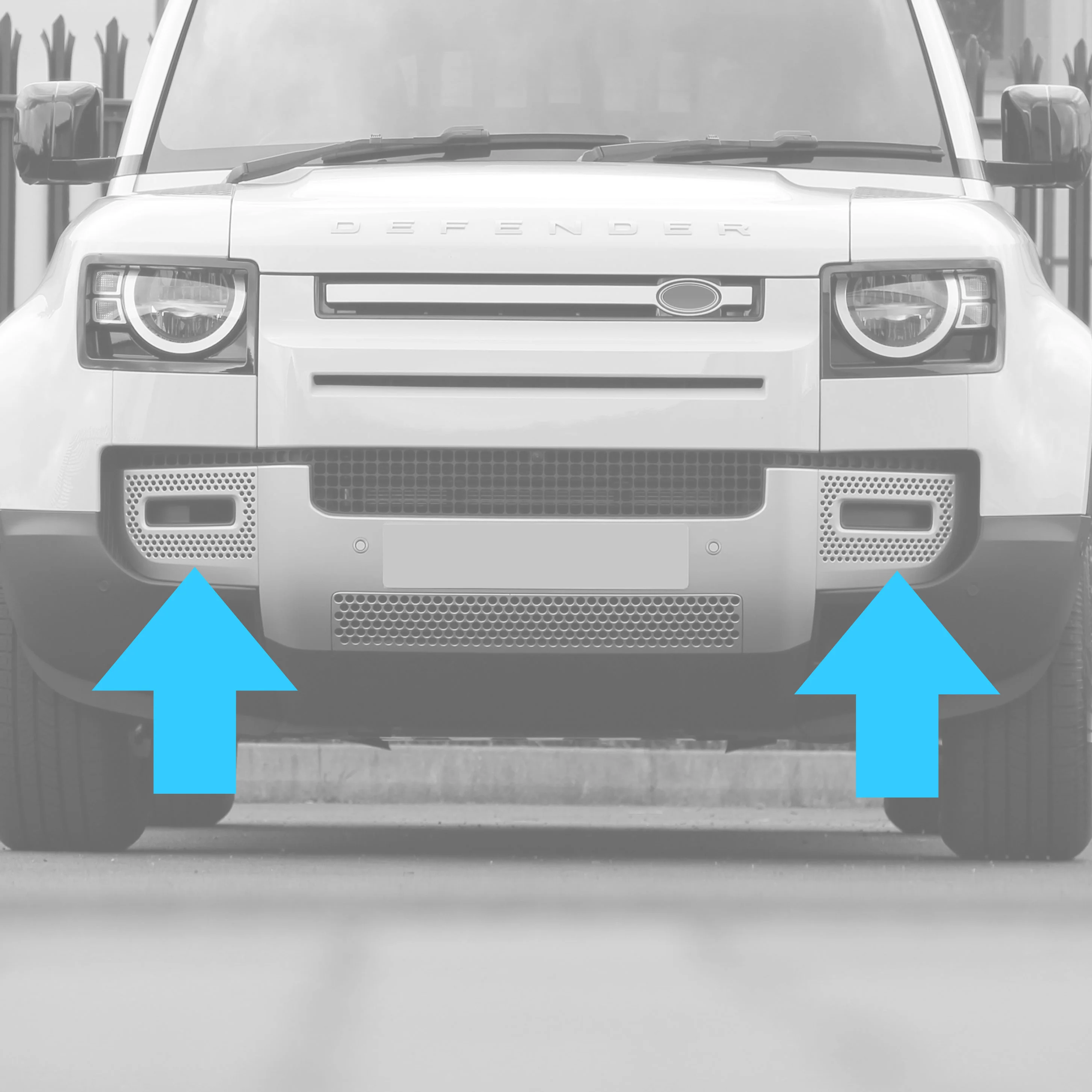 Fog Lamp Surround Grille for Land Rover Defender L663 - TAKE OFF - Starlight Satin Chrome - PAIR - Image 2