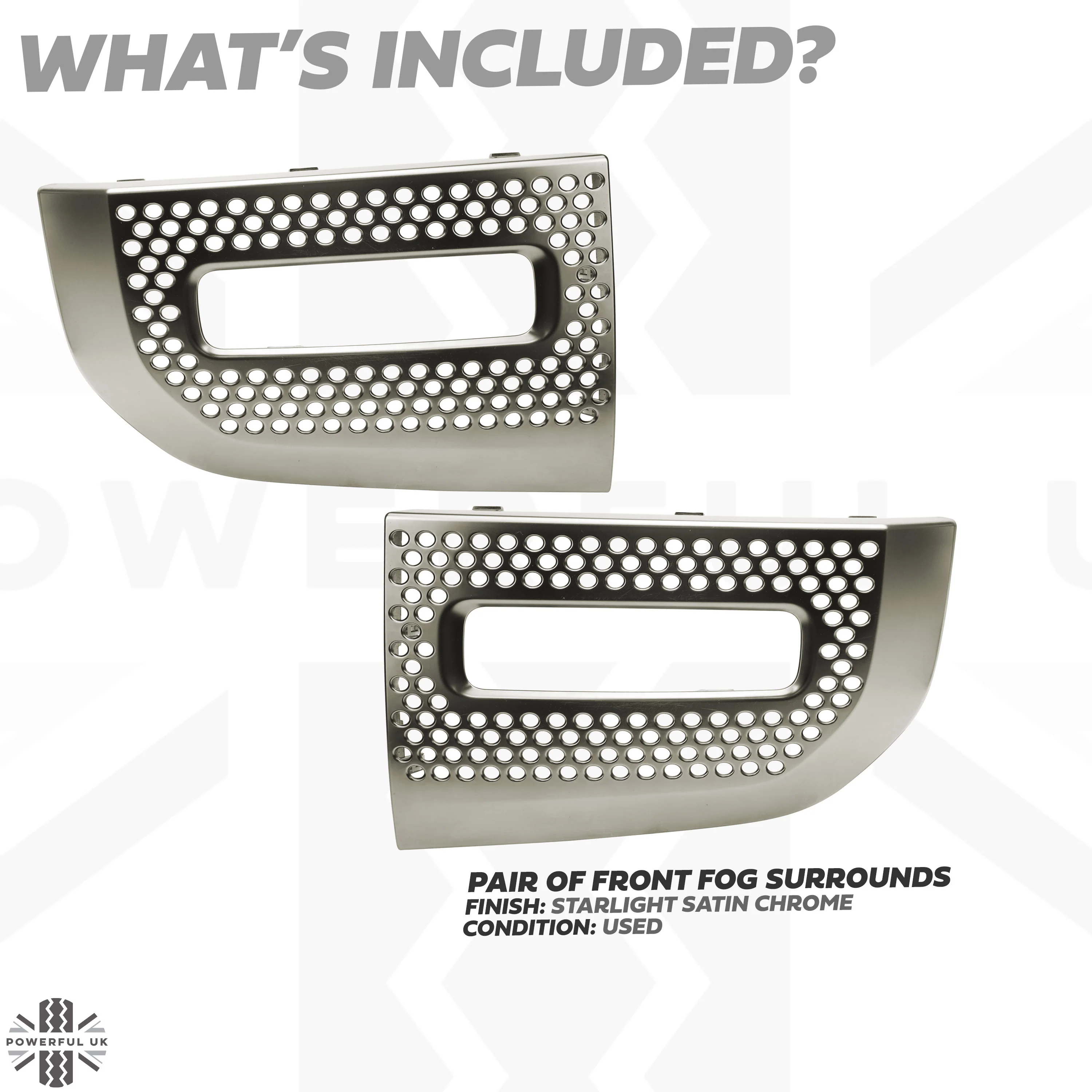 Fog Lamp Surround Grille for Land Rover Defender L663 - TAKE OFF - Starlight Satin Chrome - PAIR - Image 3