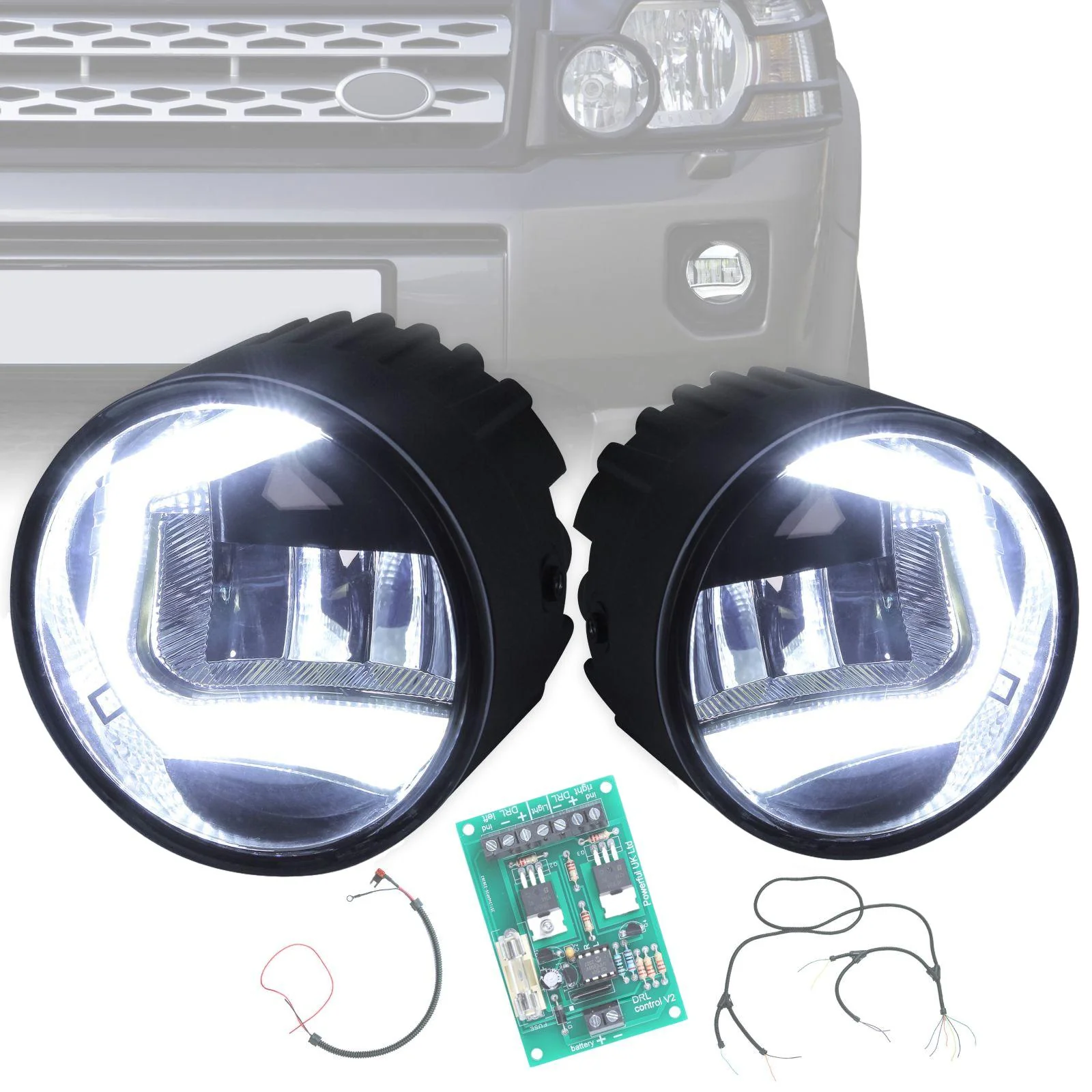 Front Fog & DRL 2 in 1 LED lamps for Land Rover Freelander 2 with DRL Controller Kit