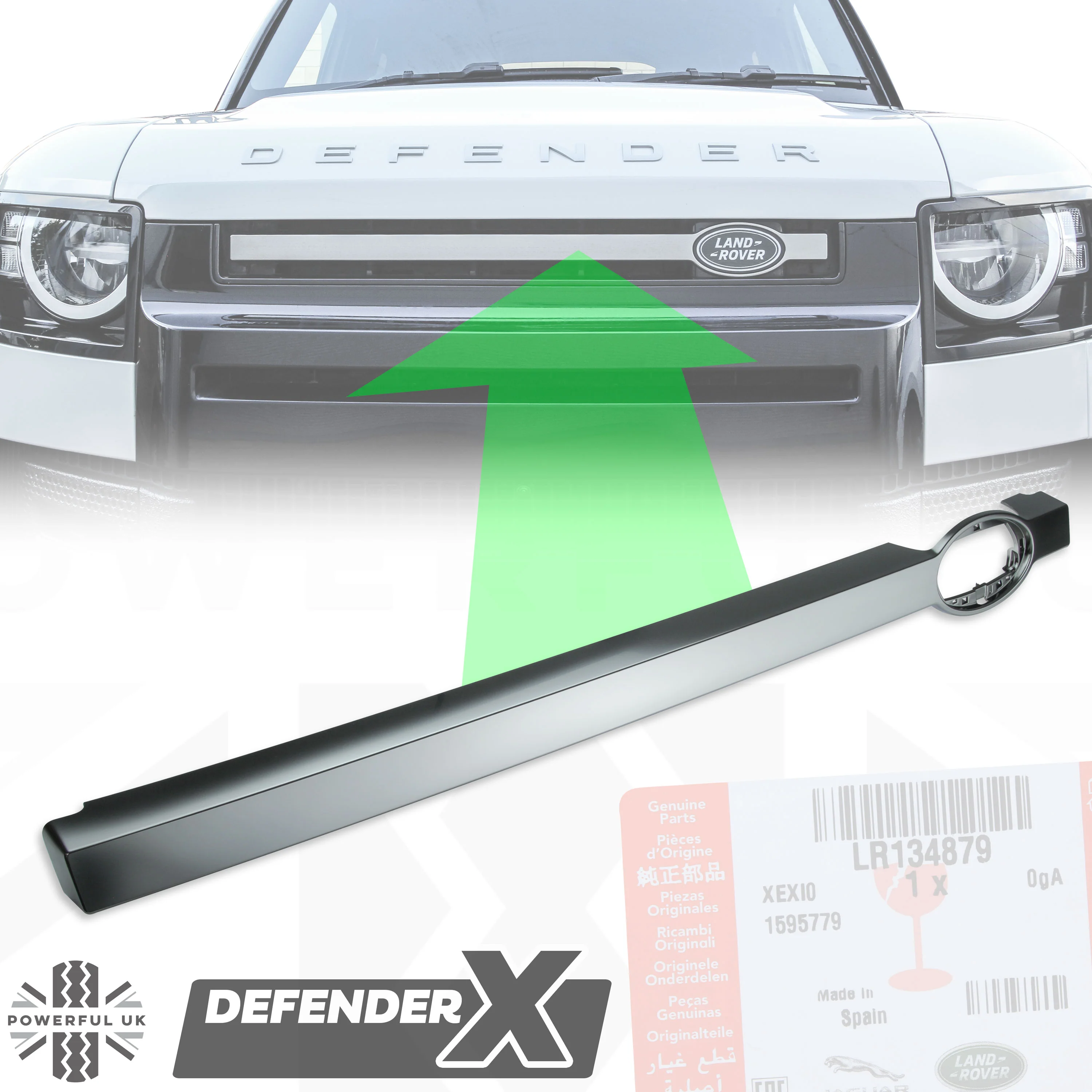 Front Grille Bar in Starlight Satin Chrome (Genuine) for Land Rover Defender L663