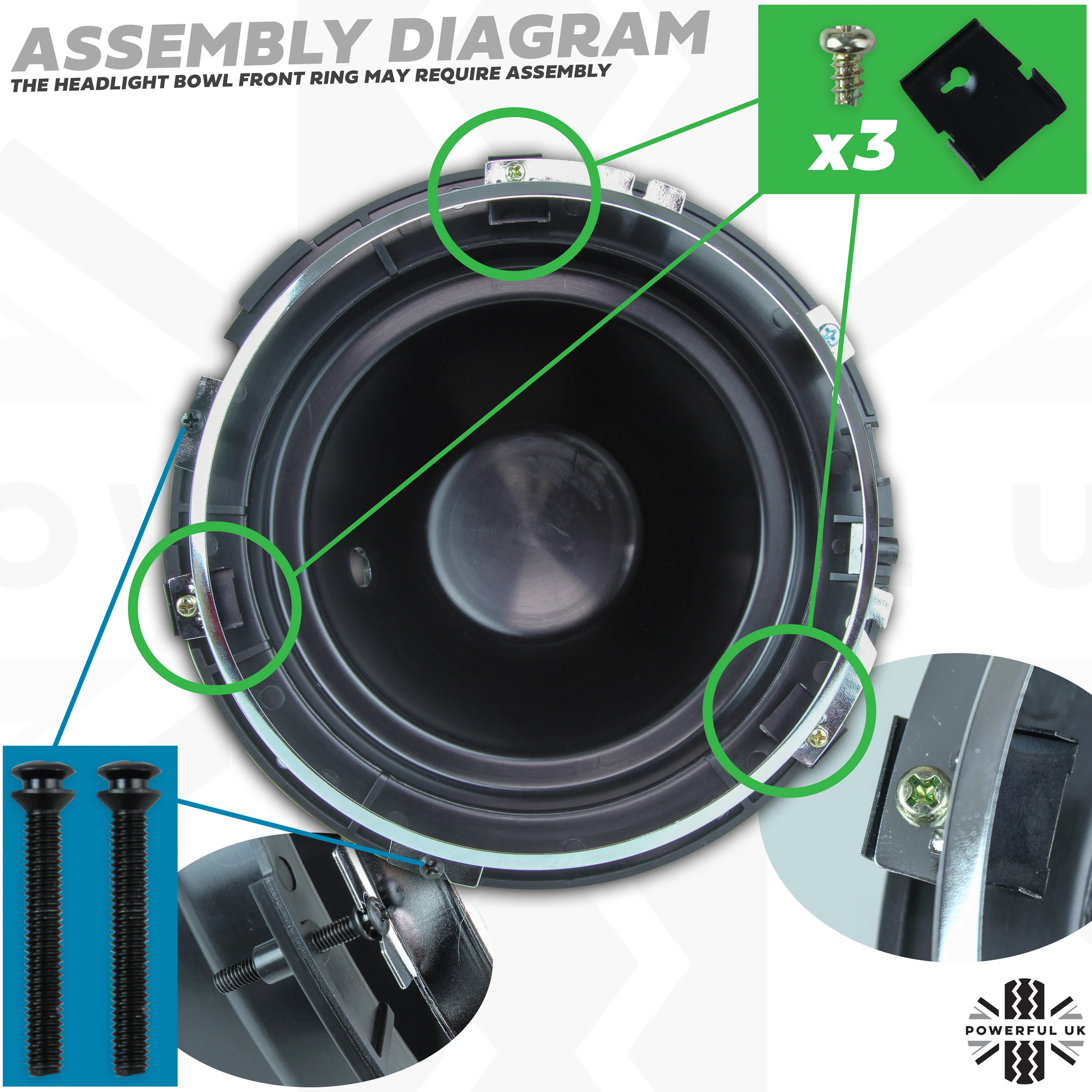 Full Headlight H4 Halogen Crystal RHD upgrade kit for Land Rover Defender - Image 10