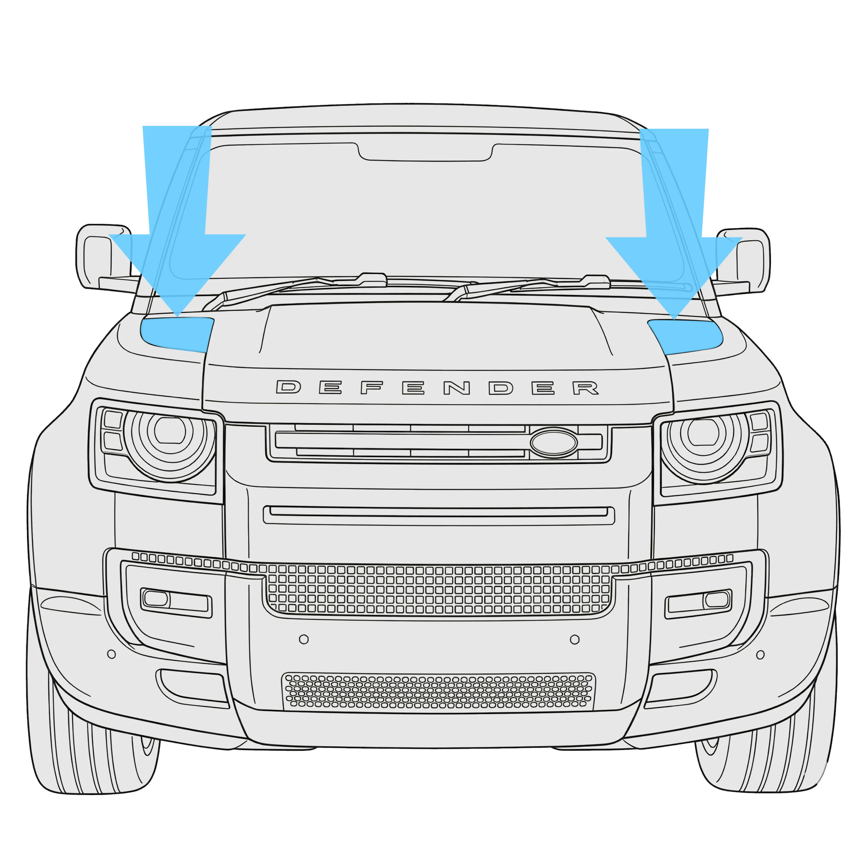 Genuine 2026MY Bonnet Trim for Land Rover Defender L663 - Gloss Black - PAIR - Image 2