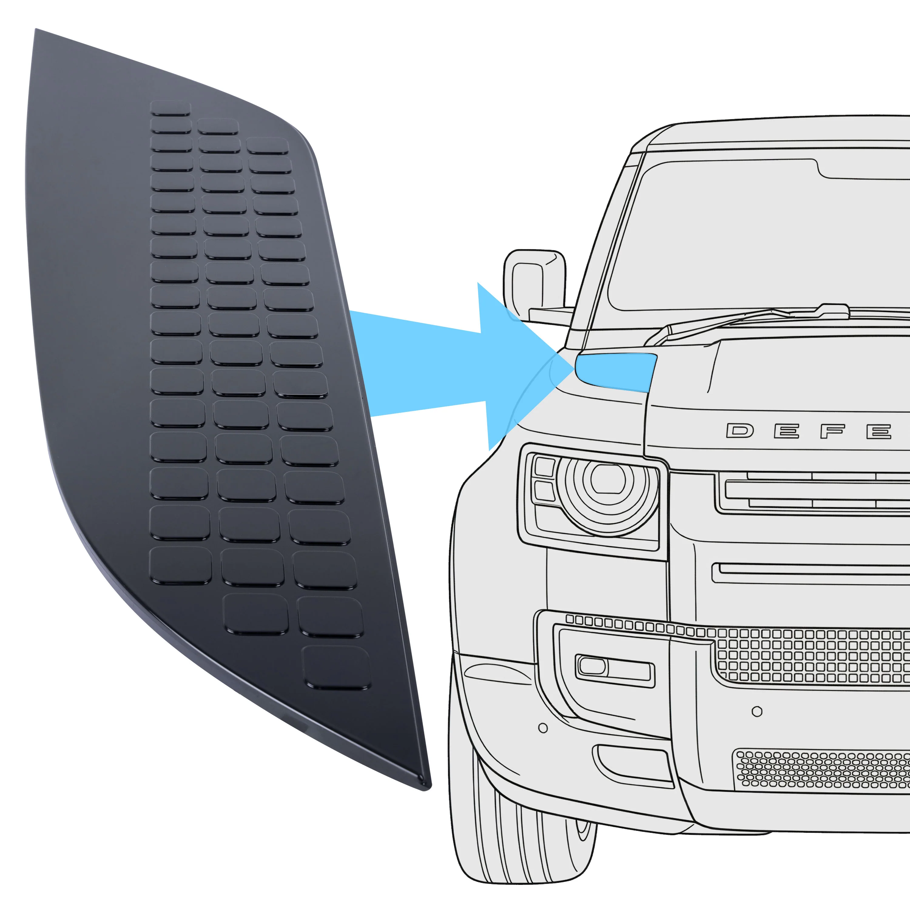 Genuine 2026MY Bonnet Trim for Land Rover Defender L663 - Gloss Black - Right