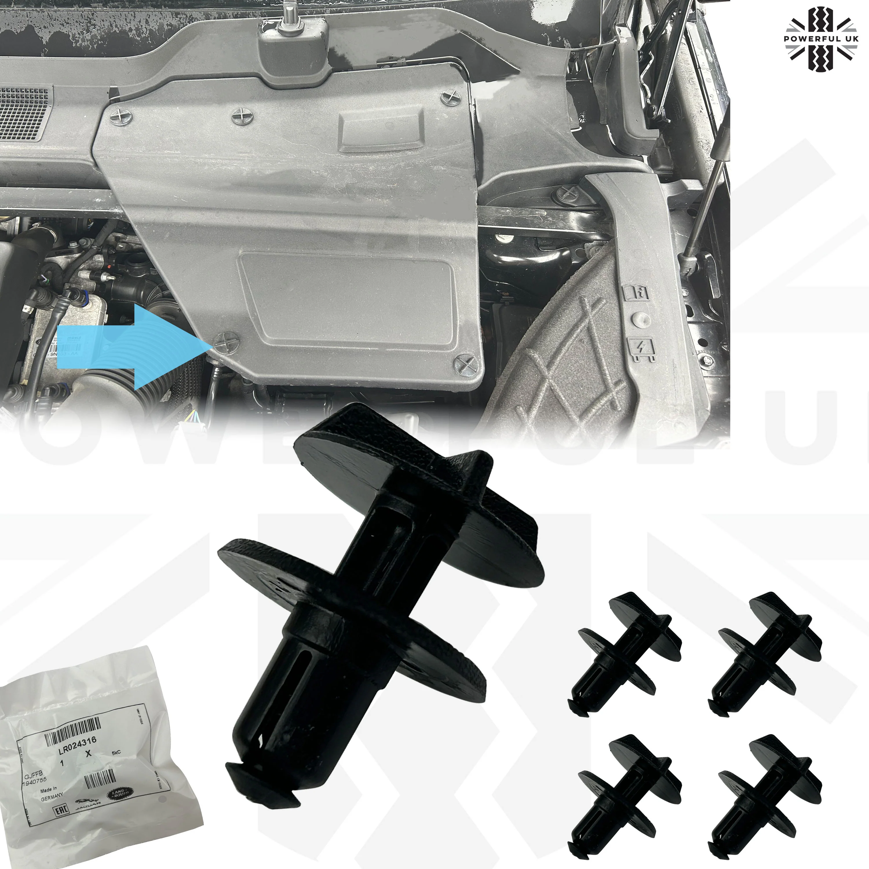 Genuine 5pc Clips for the Battery Cover on the Land Rover Discovery Sport - Image 7