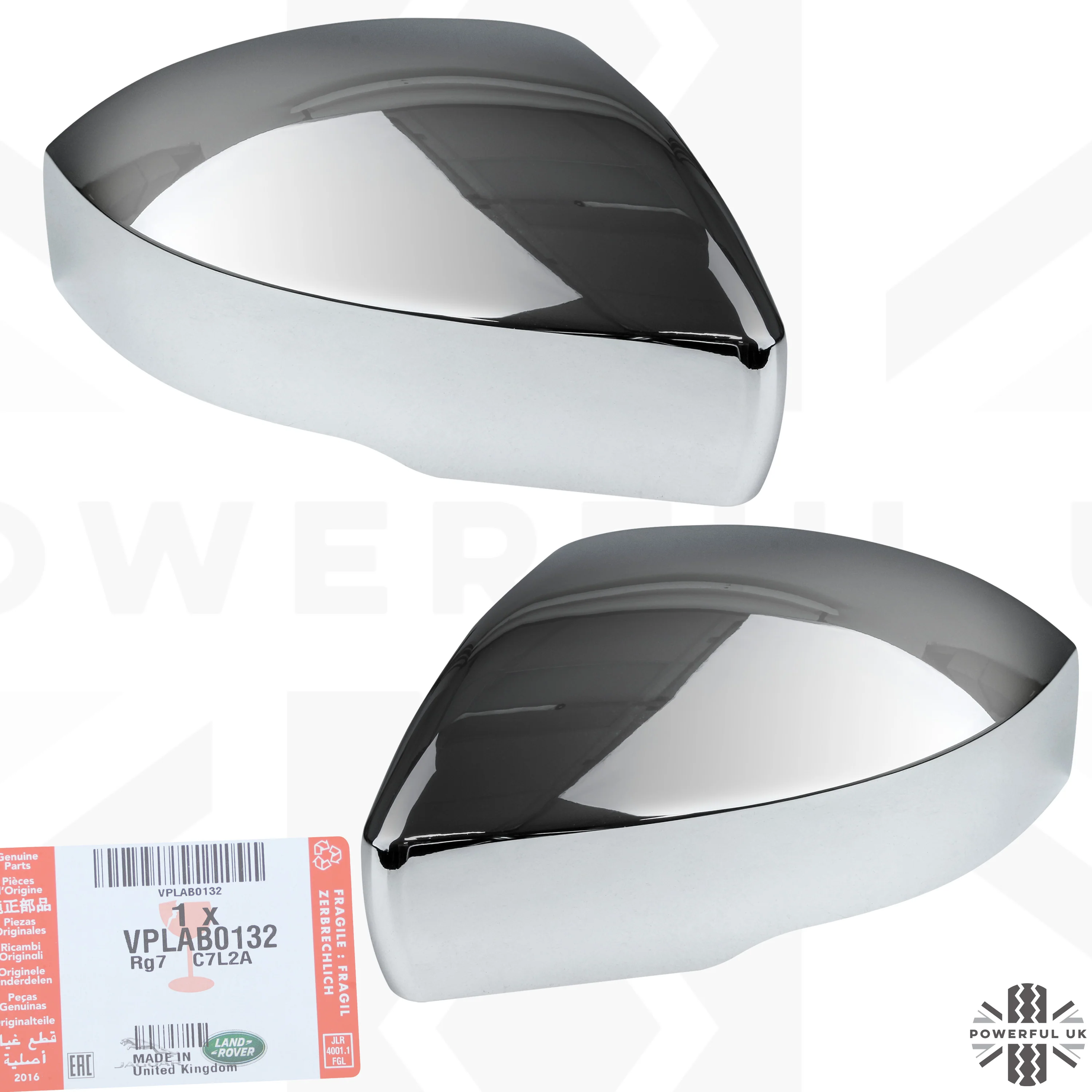 Genuine Mirror Covers - Top Half Caps for Range Rover L405 - Chrome