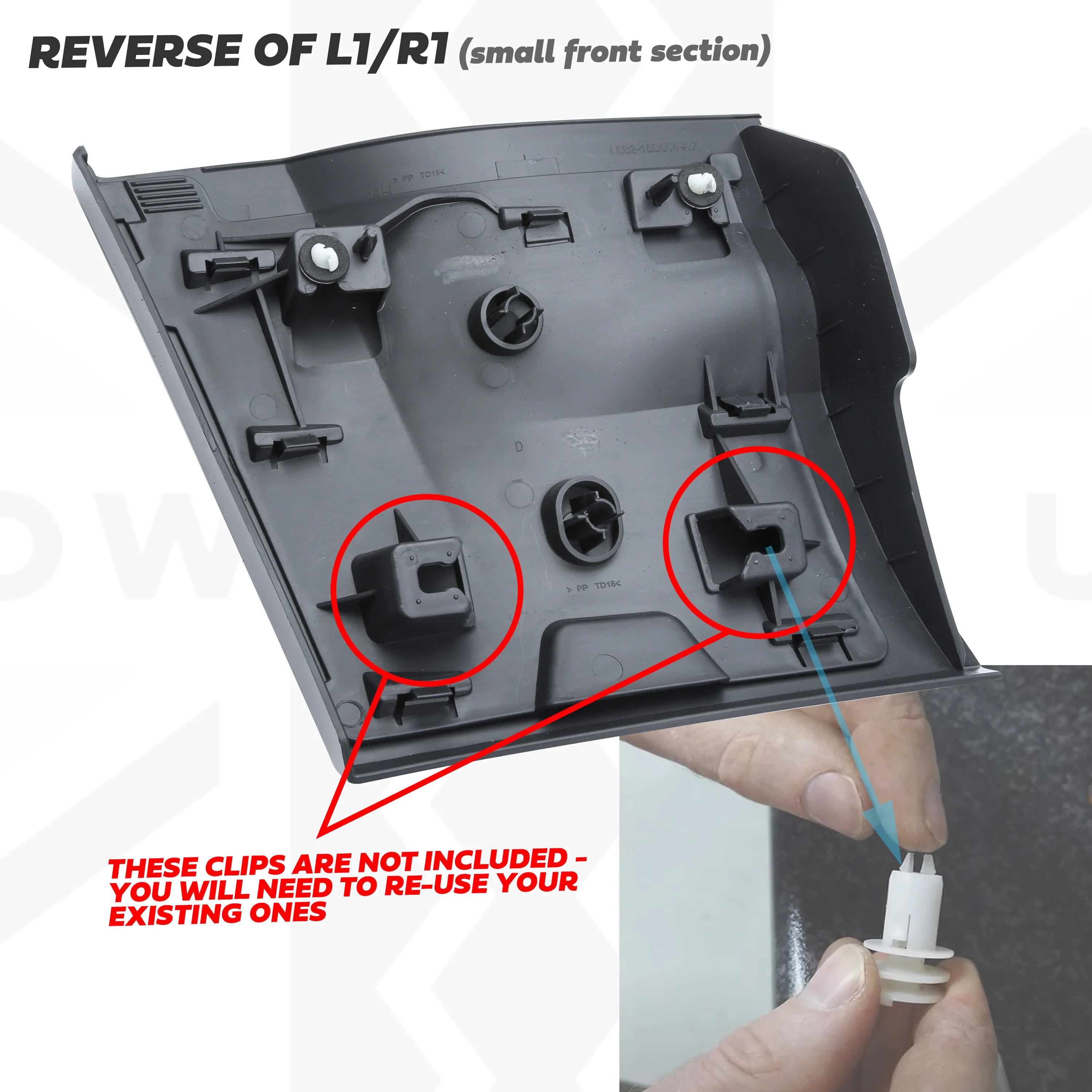 Gloss Black Lower Door Moulding 6pc Kit (Aftermarket) for Land Rover Defender L663 (110+130 Models) - Image 4