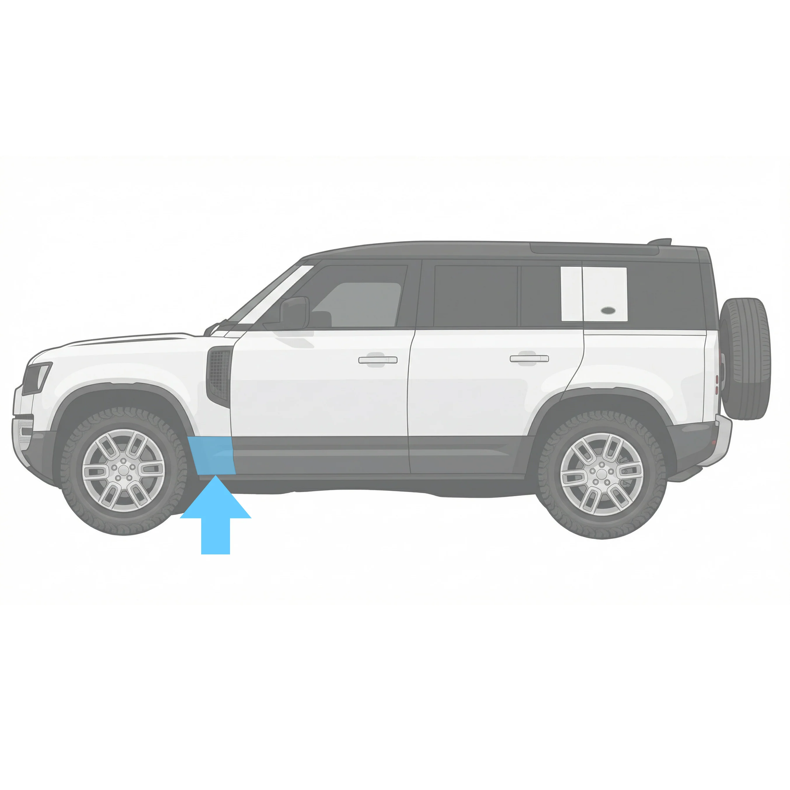Gloss Black Lower Door Moulding for Land Rover Defender L663 - L1 - Image 6