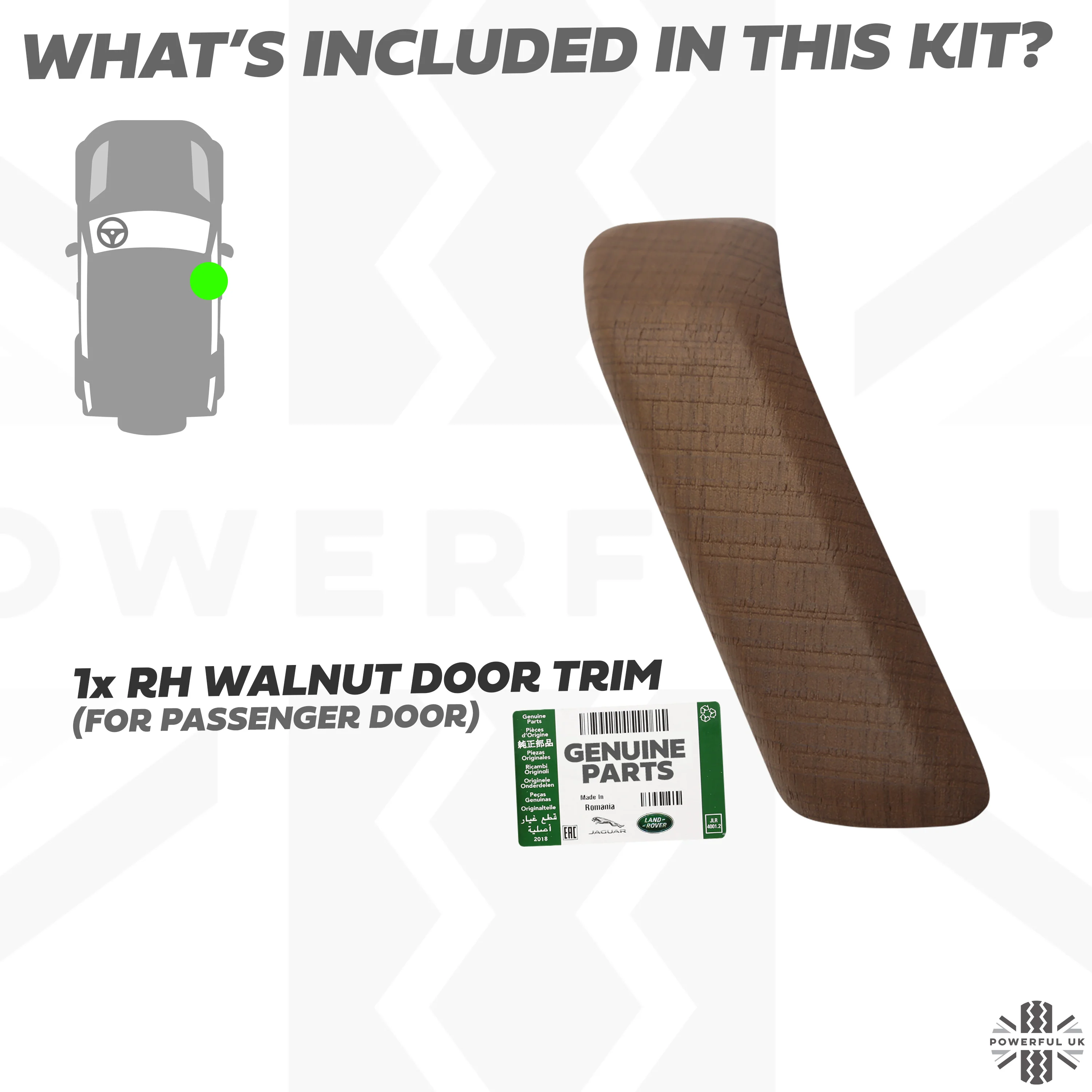 Interior Door Pull Finisher (Genuine) in Walnut for Defender L663 90 - LHD - Image 2